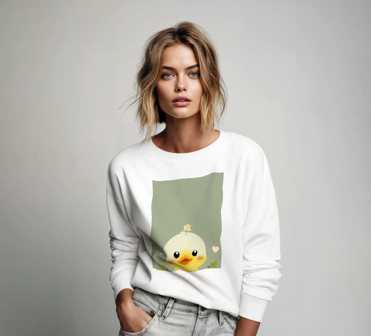 Simpatico pulcino felice con fiore felpa da DesignDoodle