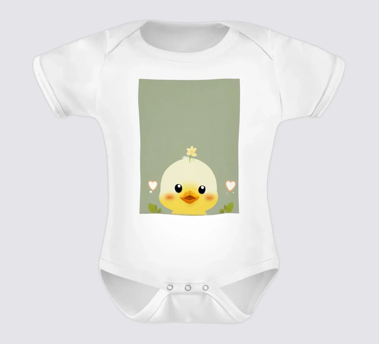 Simpatico pulcino felice con fiore body neonato maniche corte da DesignDoodle