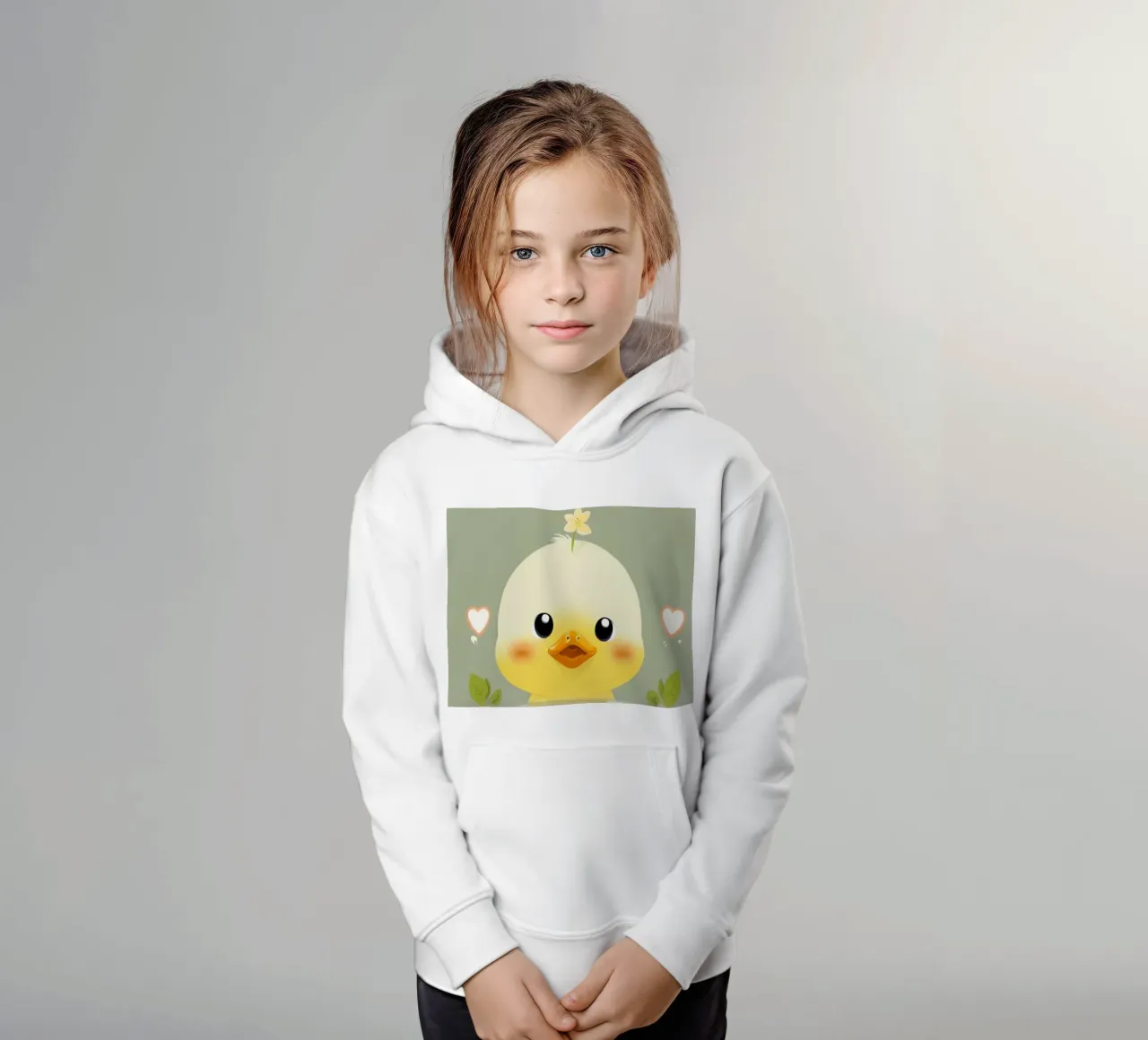 Simpatico pulcino felice con fiore felpa bambino con cappuccio da DesignDoodle