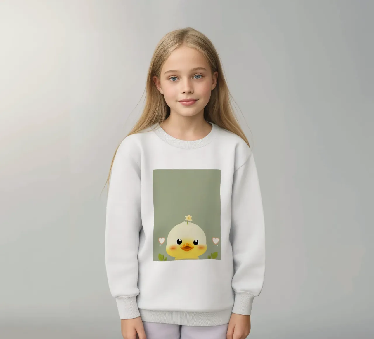 Simpatico pulcino felice con fiore felpa bambino da DesignDoodle