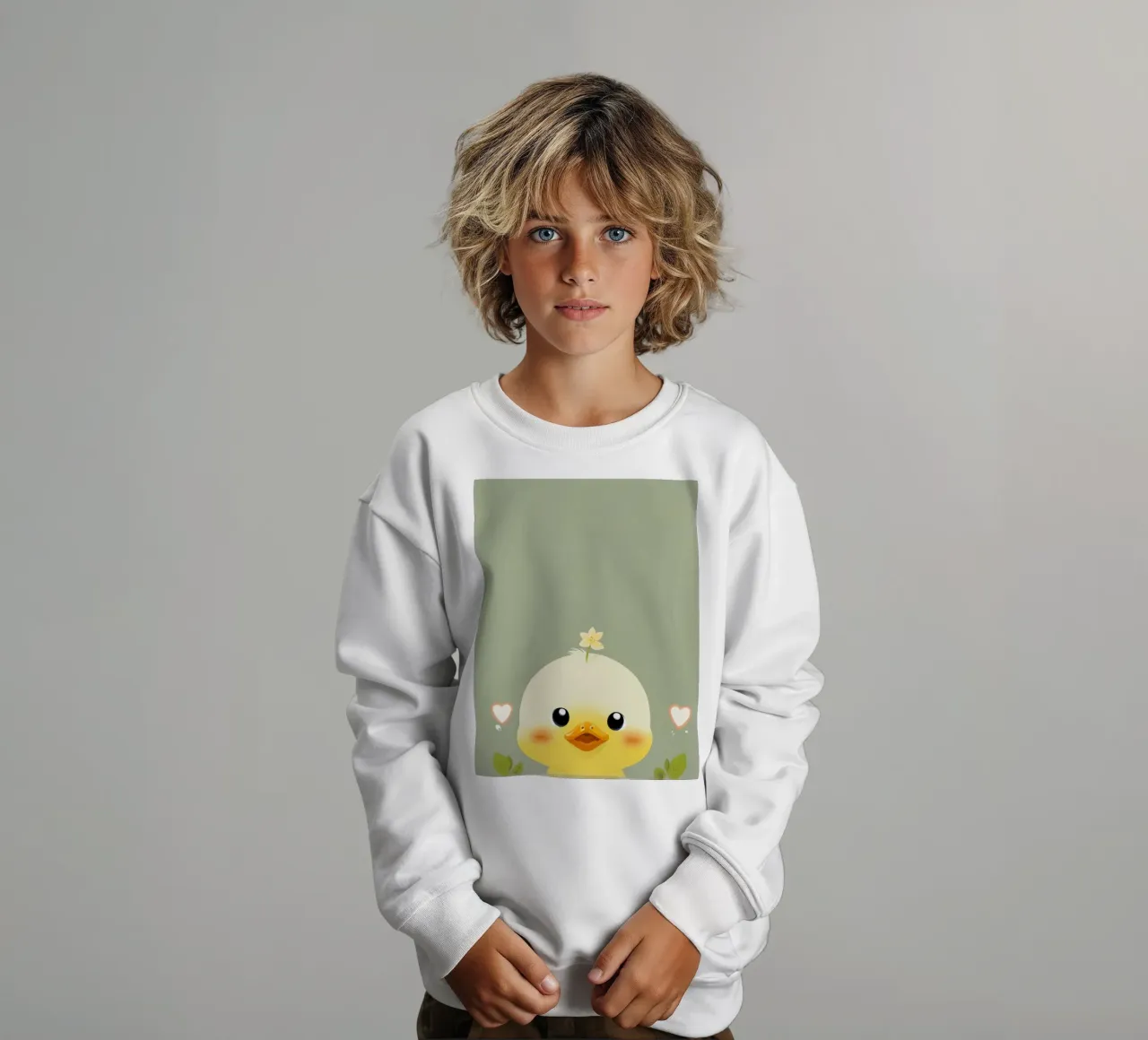 Simpatico pulcino felice con fiore felpa bambino da DesignDoodle