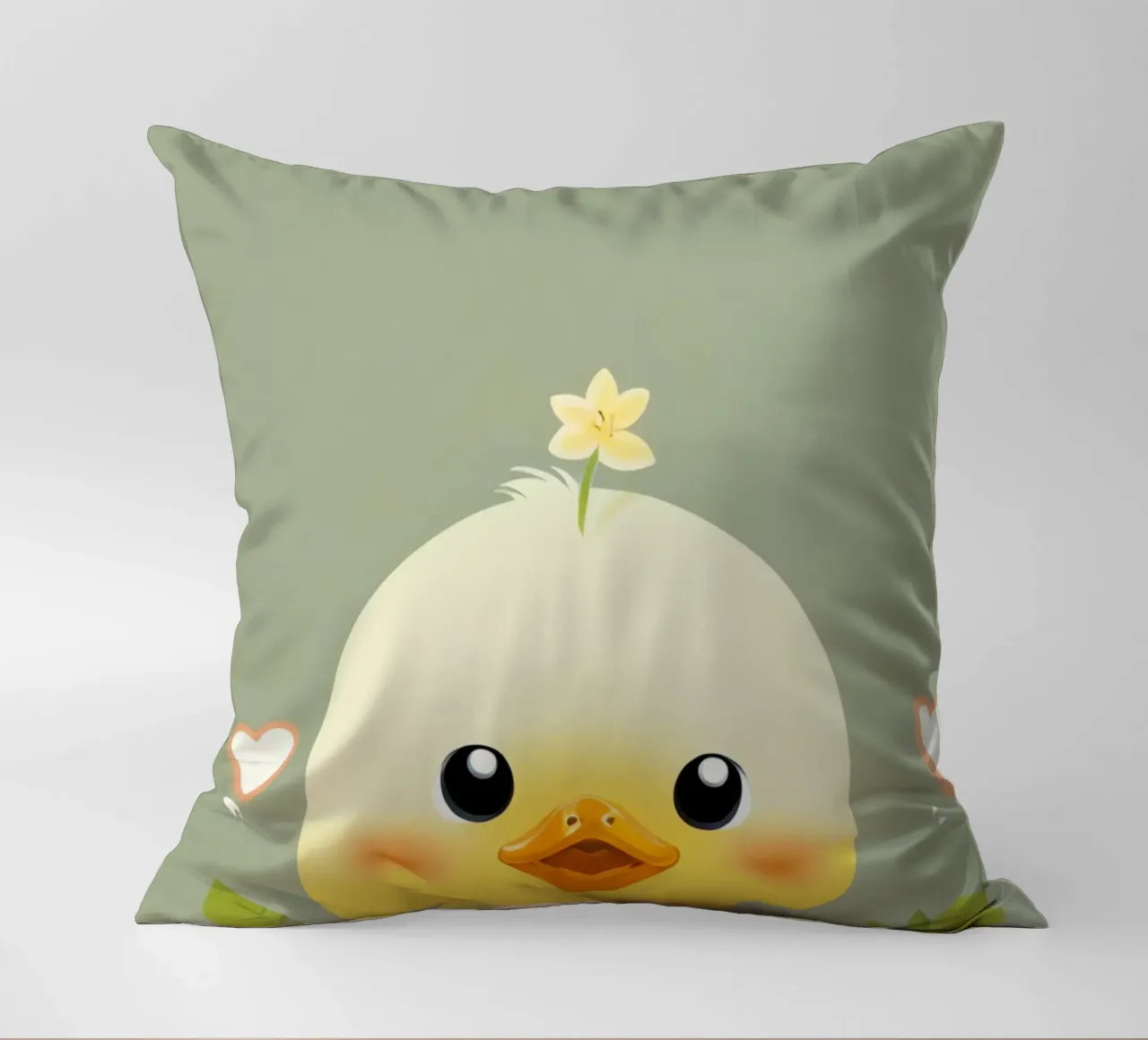 Simpatico pulcino felice con fiore cuscino da DesignDoodle