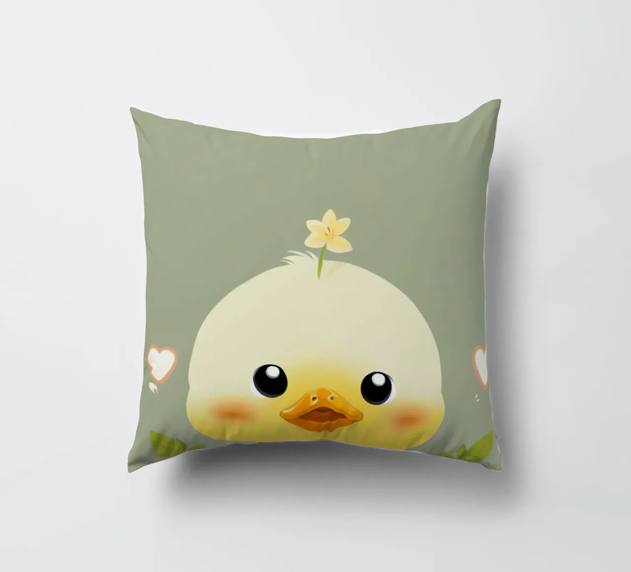 Simpatico pulcino felice con fiore cuscino da DesignDoodle