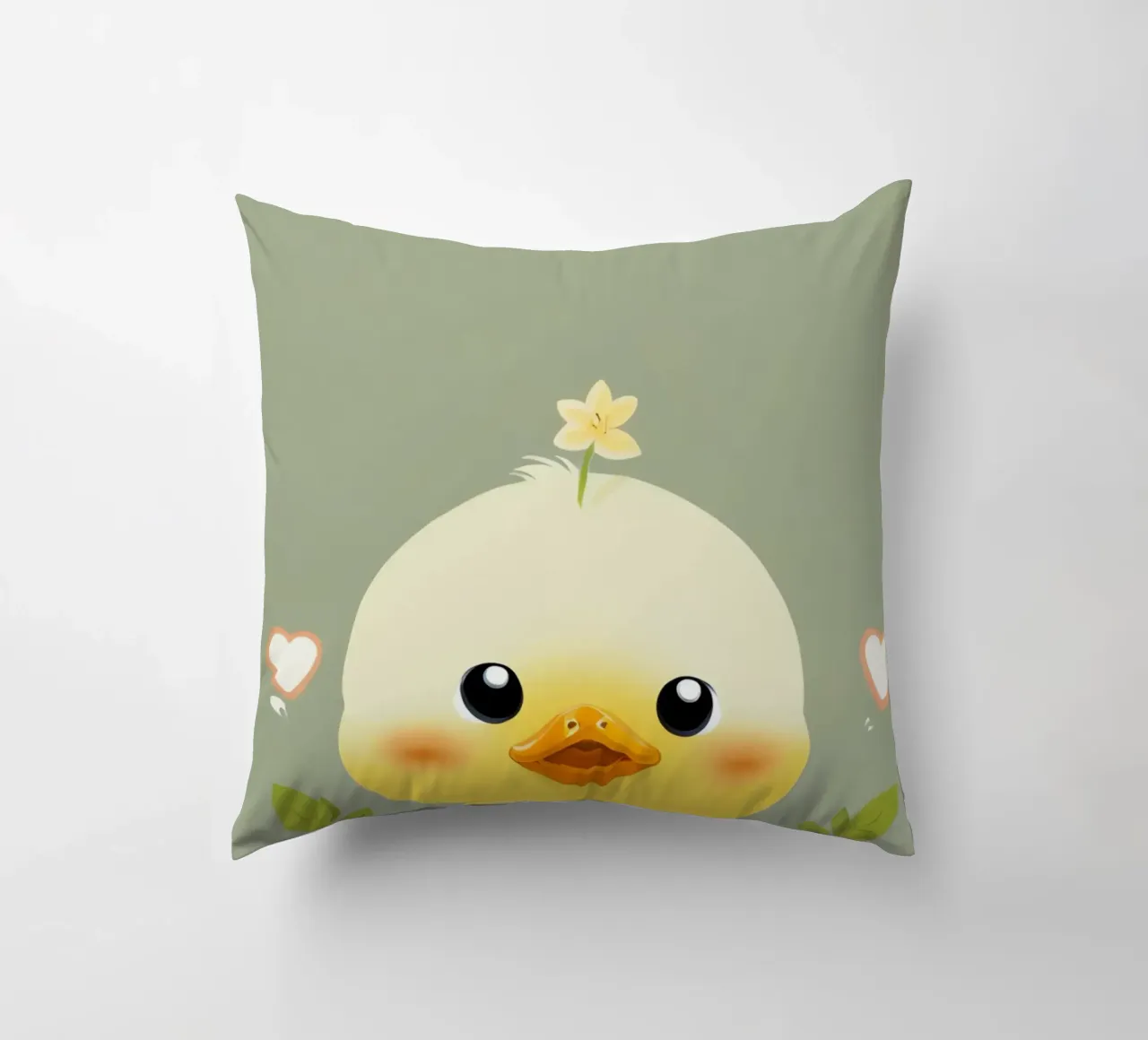 Simpatico pulcino felice con fiore cuscino da DesignDoodle