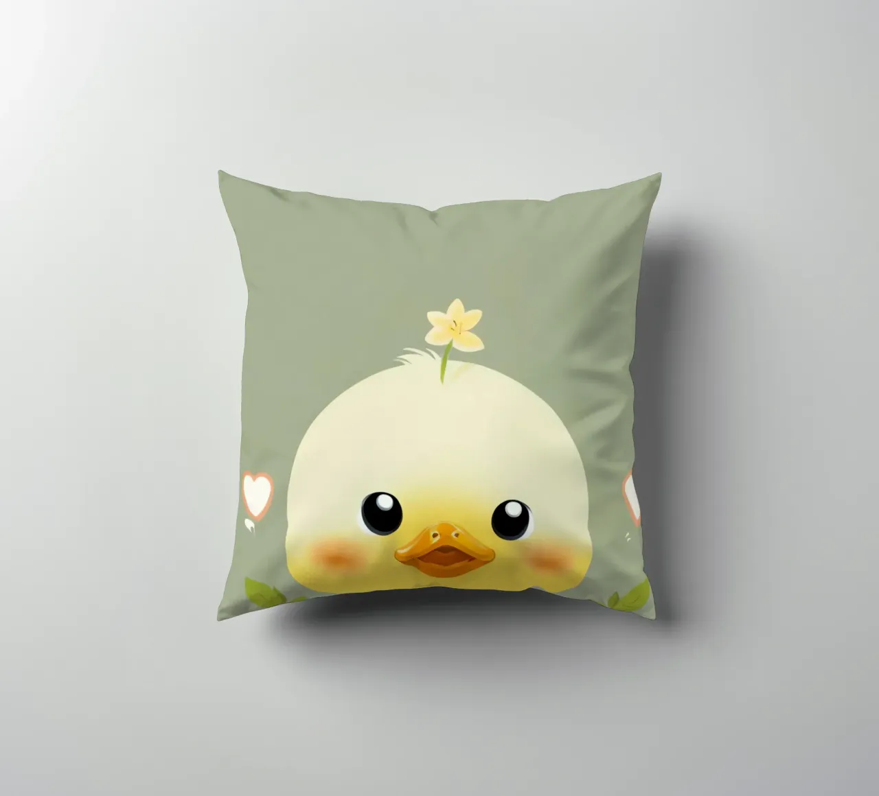Simpatico pulcino felice con fiore cuscino da DesignDoodle