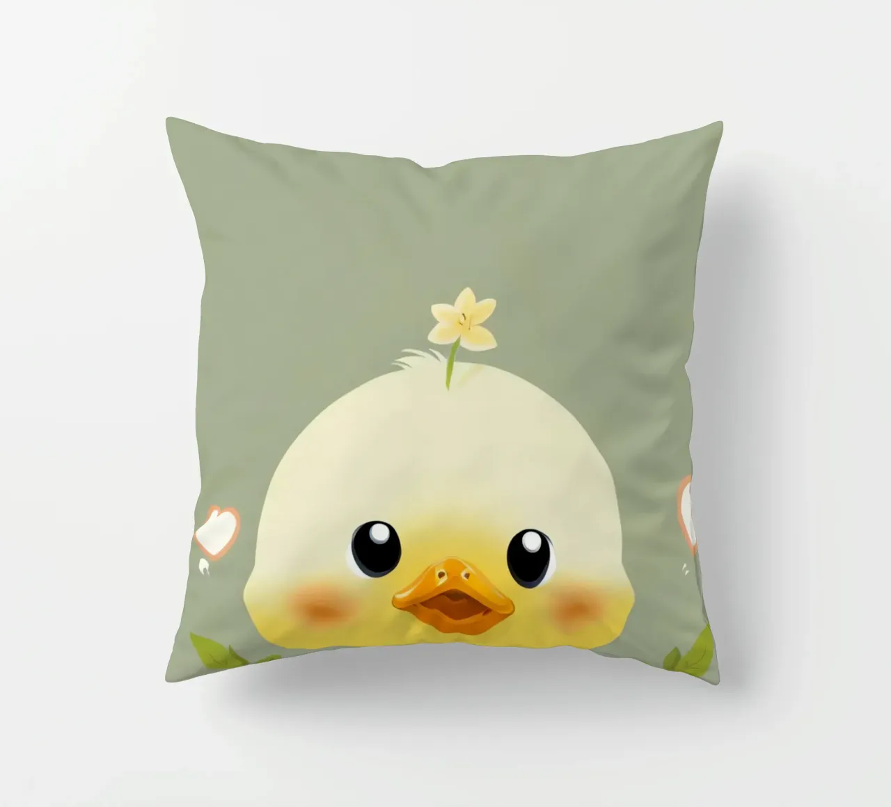Simpatico pulcino felice con fiore cuscino da DesignDoodle