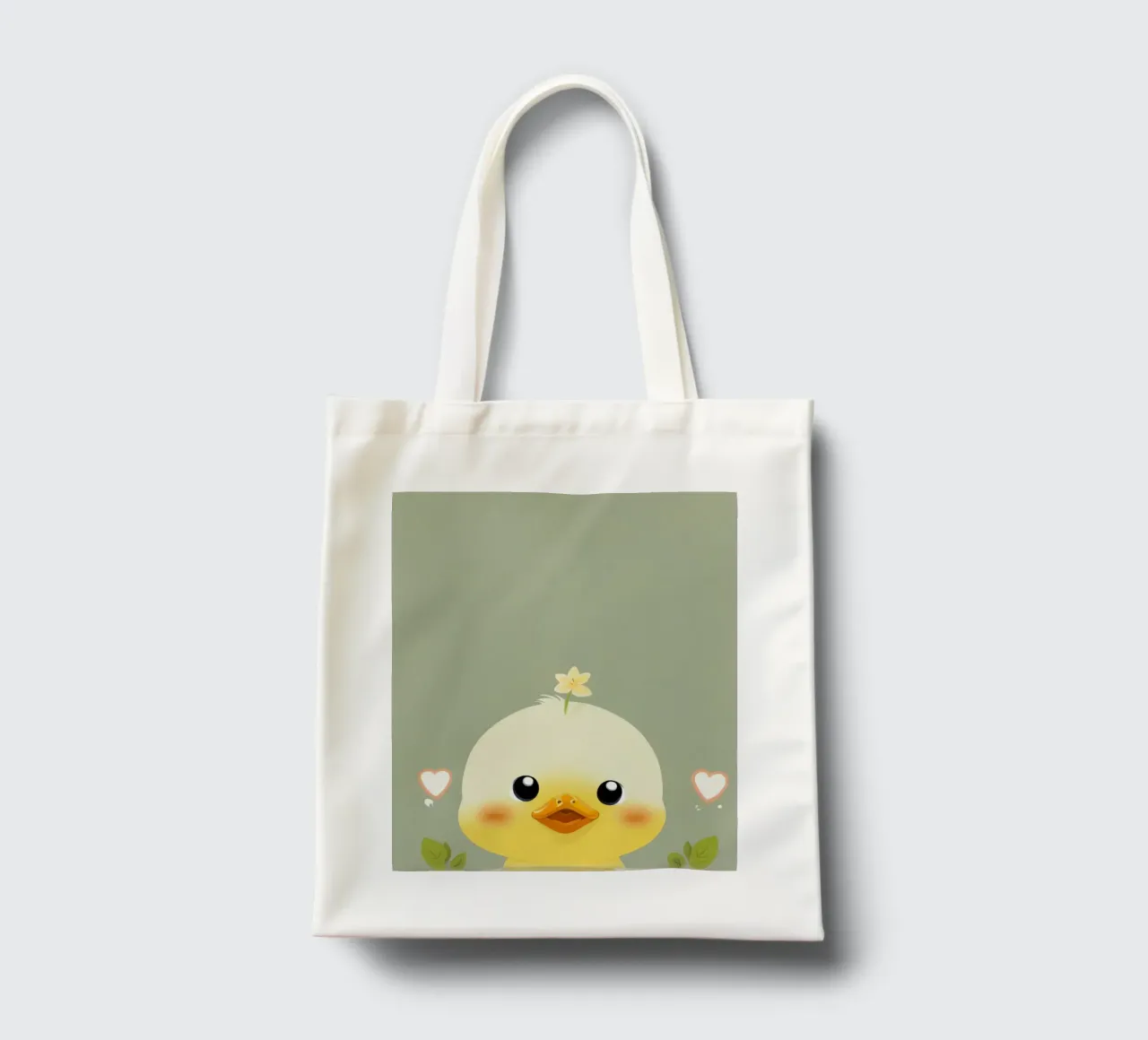 Simpatico pulcino felice con fiore borsa in juta da DesignDoodle