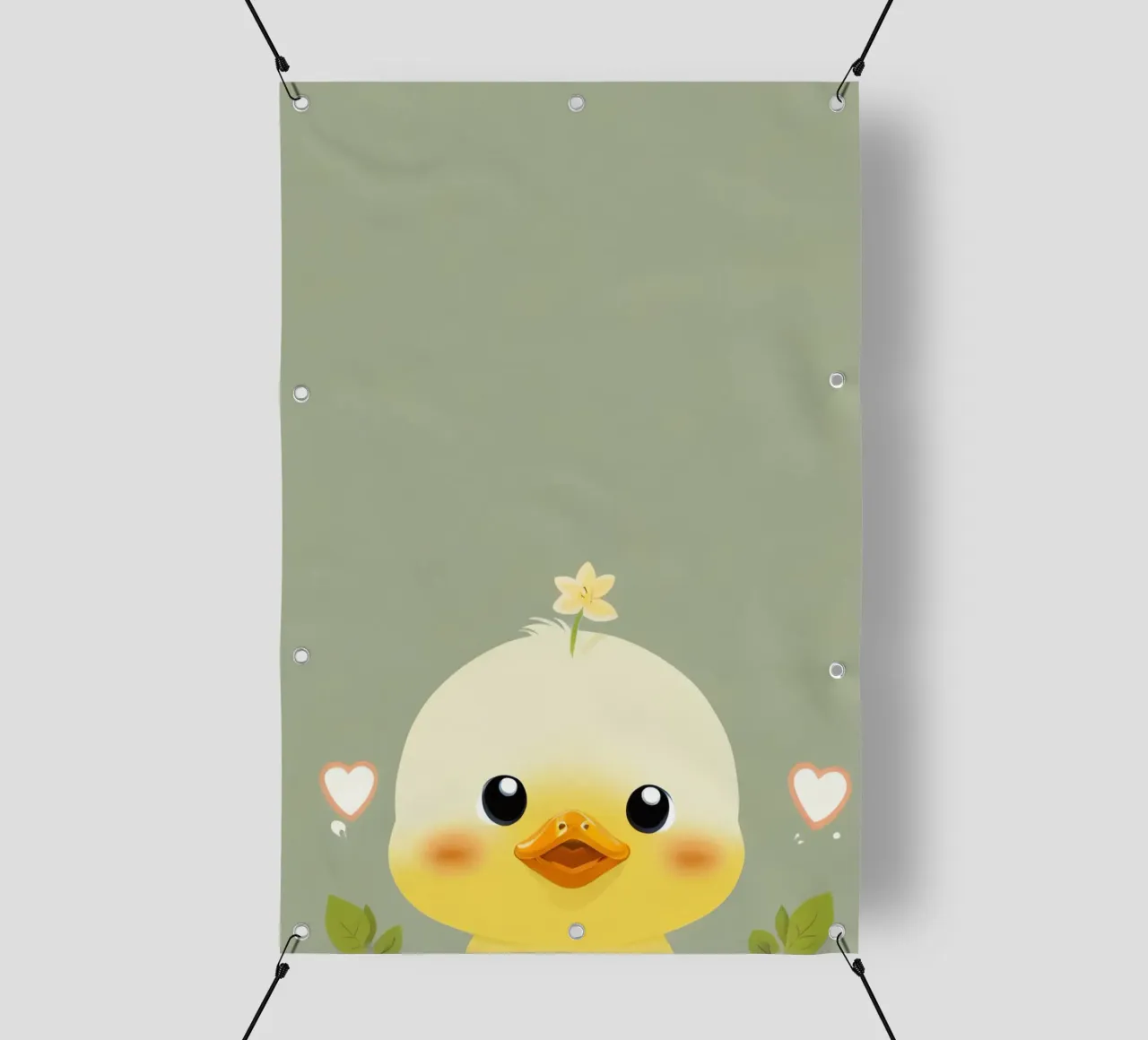 Simpatico pulcino felice con fiore telo in pvc da DesignDoodle