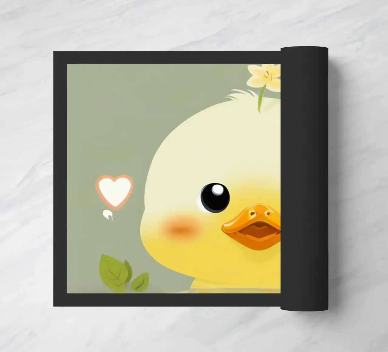 Simpatico pulcino felice con fiore zerbino da DesignDoodle