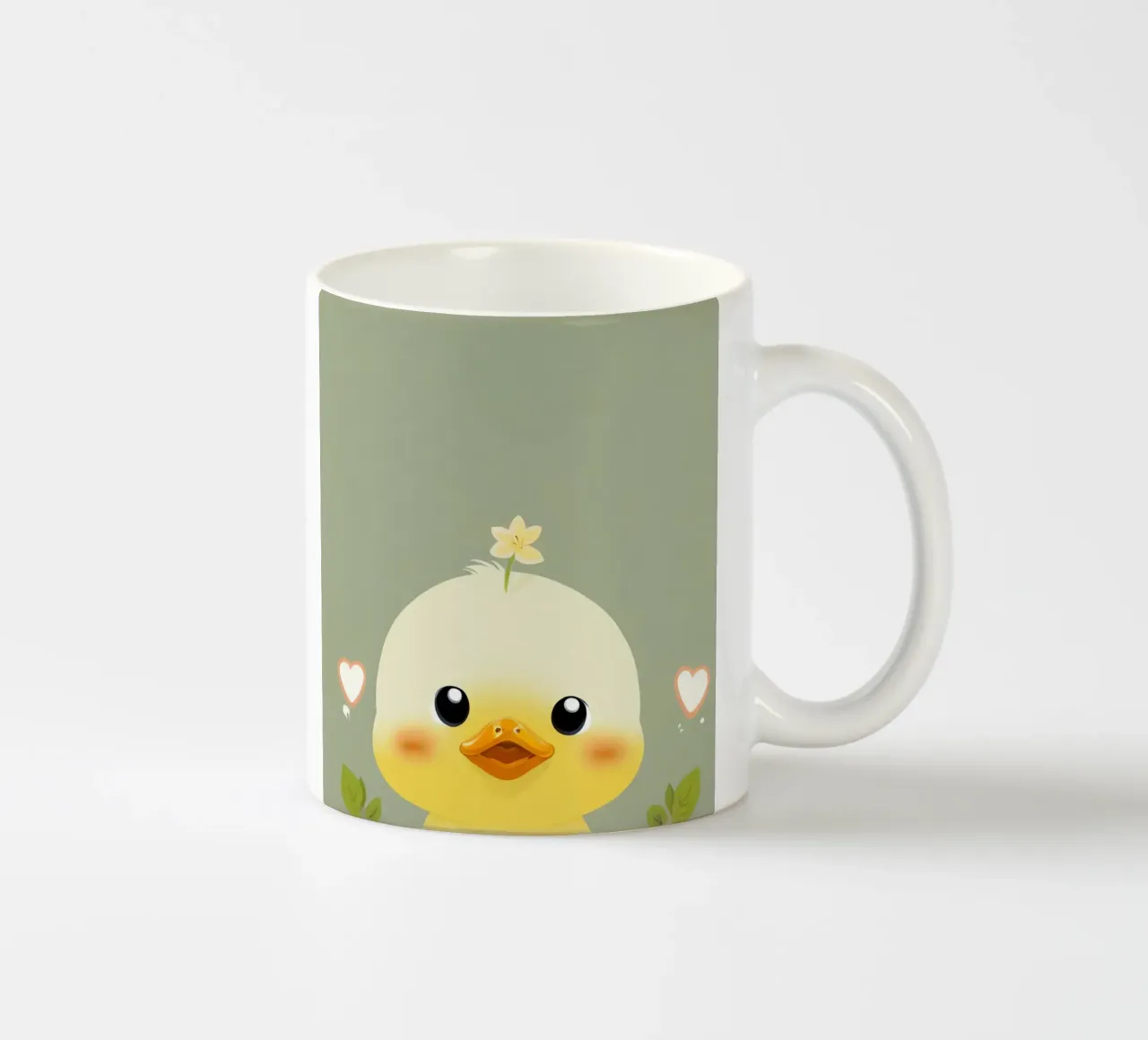Simpatico pulcino felice con fiore tazza in ceramica da DesignDoodle
