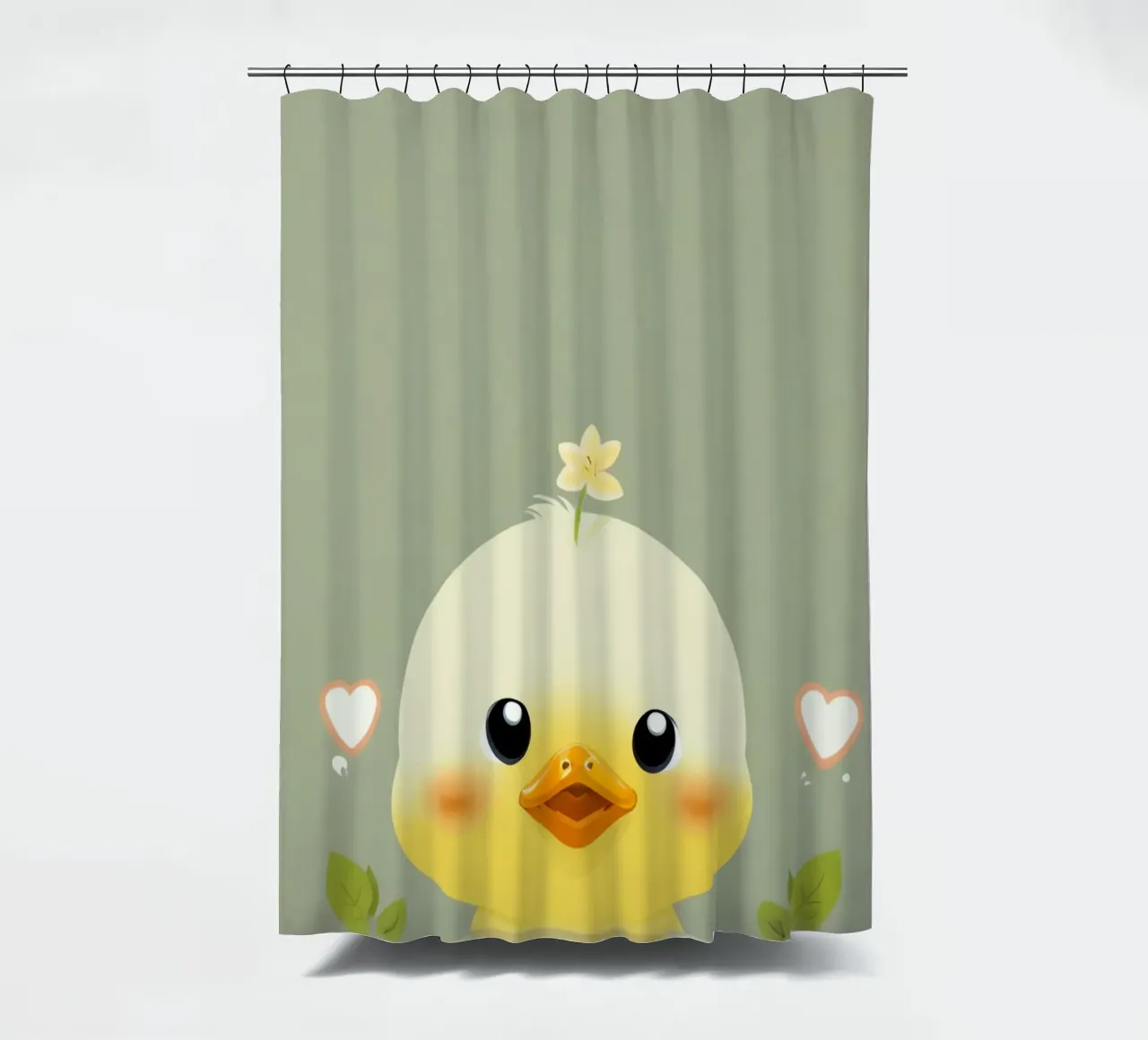 Simpatico pulcino felice con fiore tenda da doccia da DesignDoodle