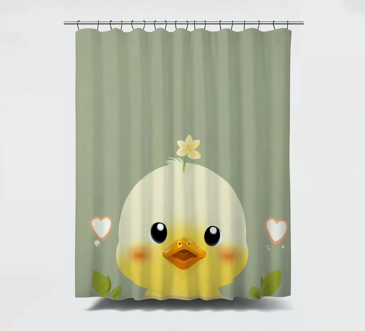 Simpatico pulcino felice con fiore tenda da doccia da DesignDoodle