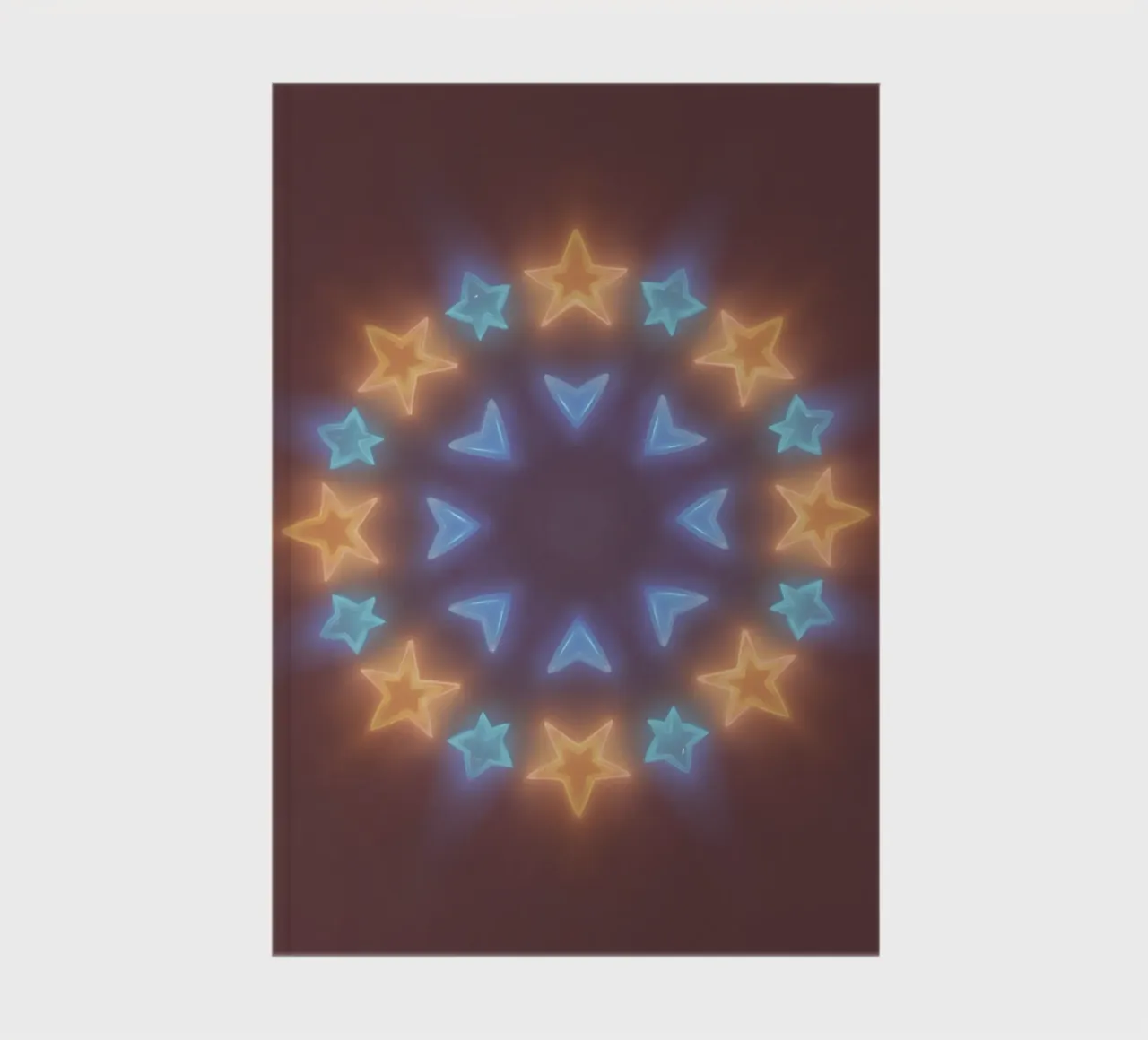 Circular arrangement of glowing stars and chevrons notebook by DesignDoodle