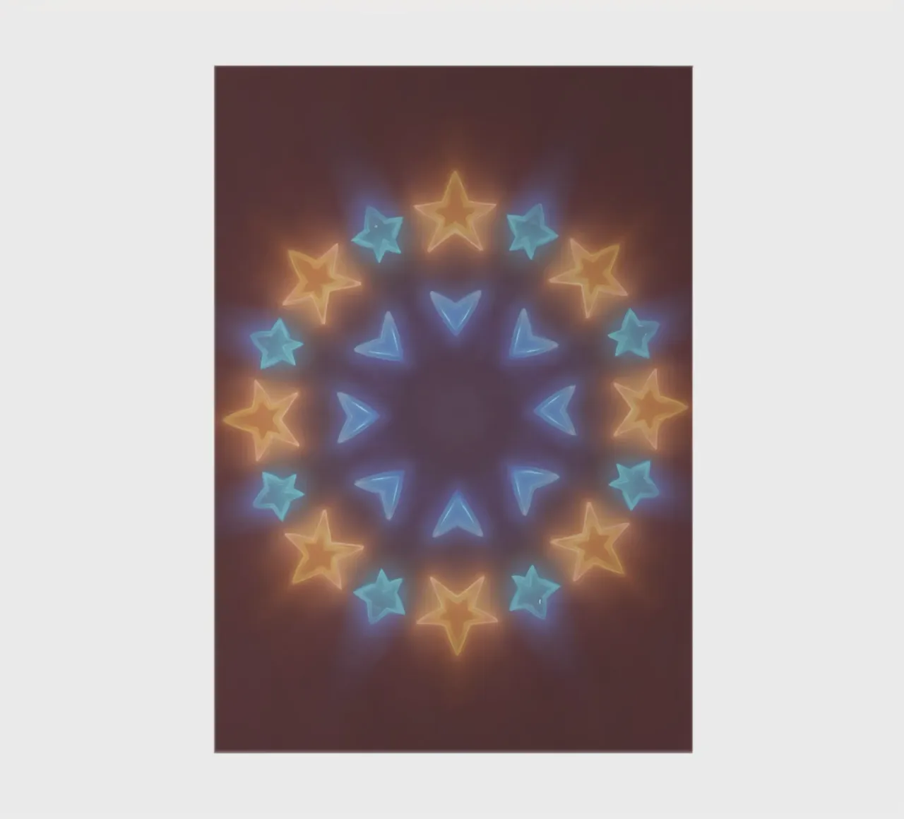 Circular arrangement of glowing stars and chevrons notebook by DesignDoodle