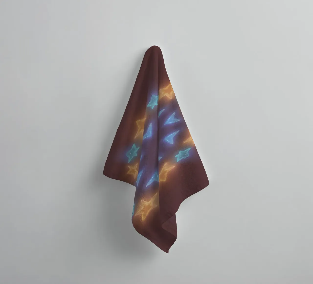 Circular arrangement of glowing stars and chevrons towel by DesignDoodle