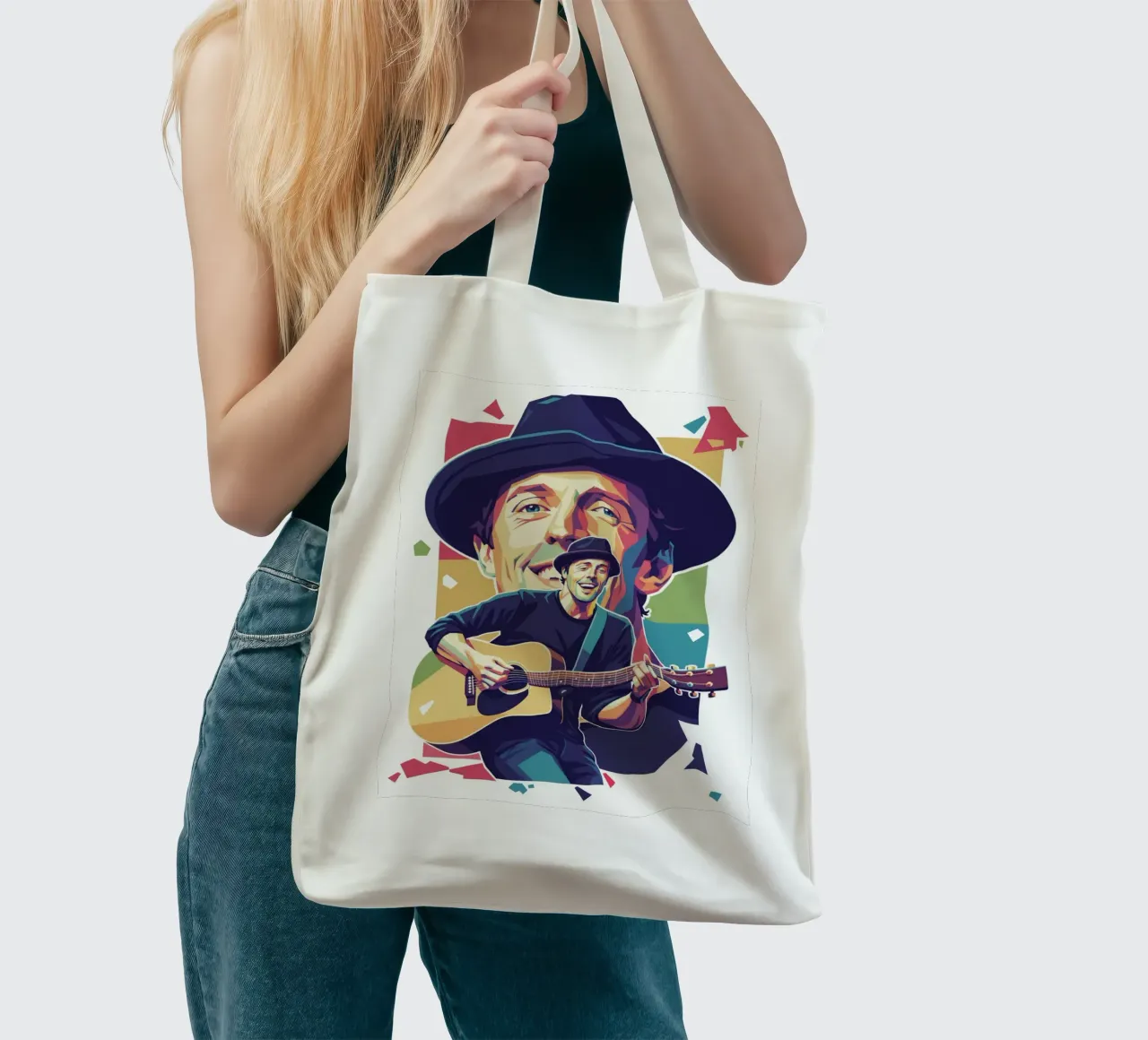 Jason Mraz: pop art colorata borsa in juta da Hantamrata