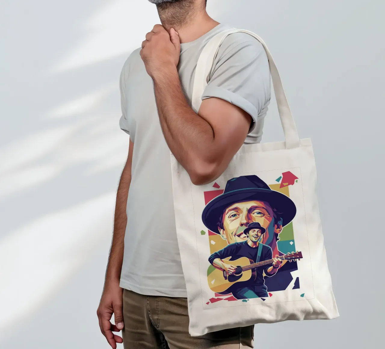 Jason Mraz: pop art colorata borsa in juta da Hantamrata