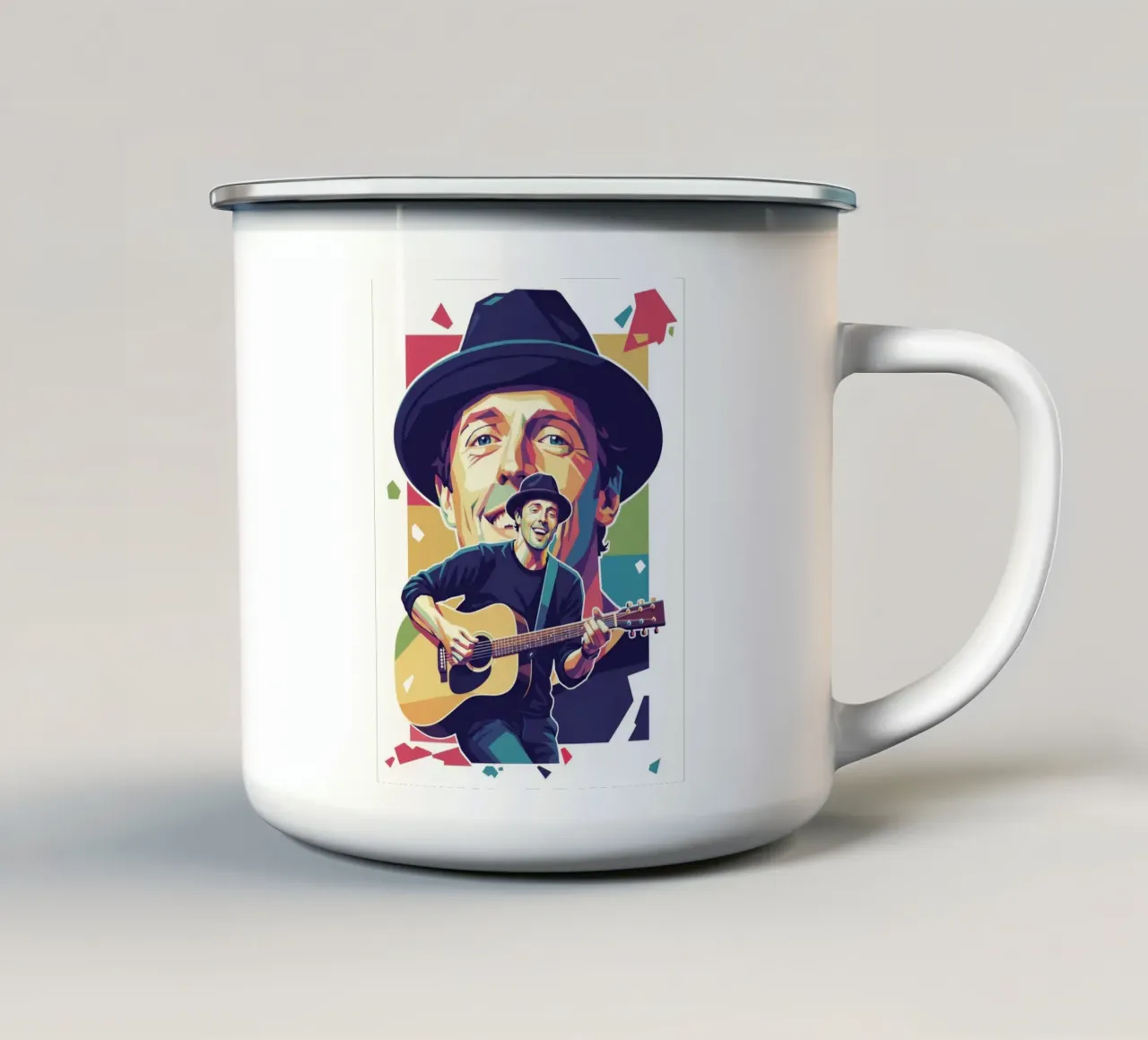 Jason Mraz: pop art colorata tazza in smalto da Hantamrata