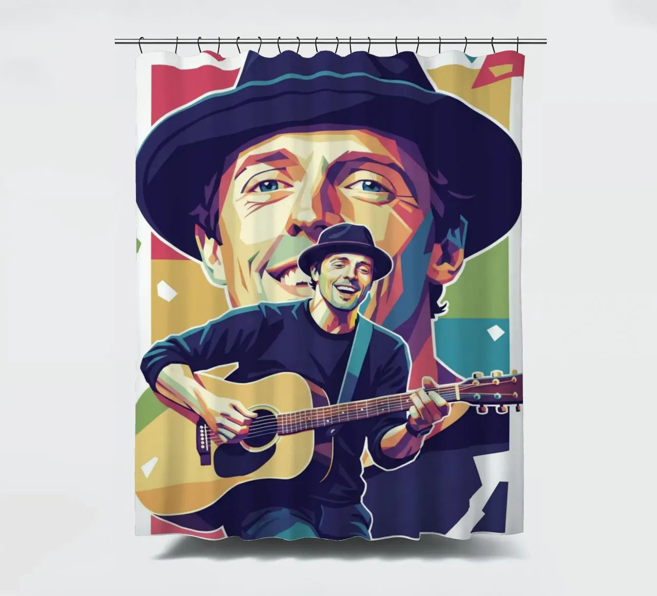 Jason Mraz: pop art colorata tenda da doccia da Hantamrata