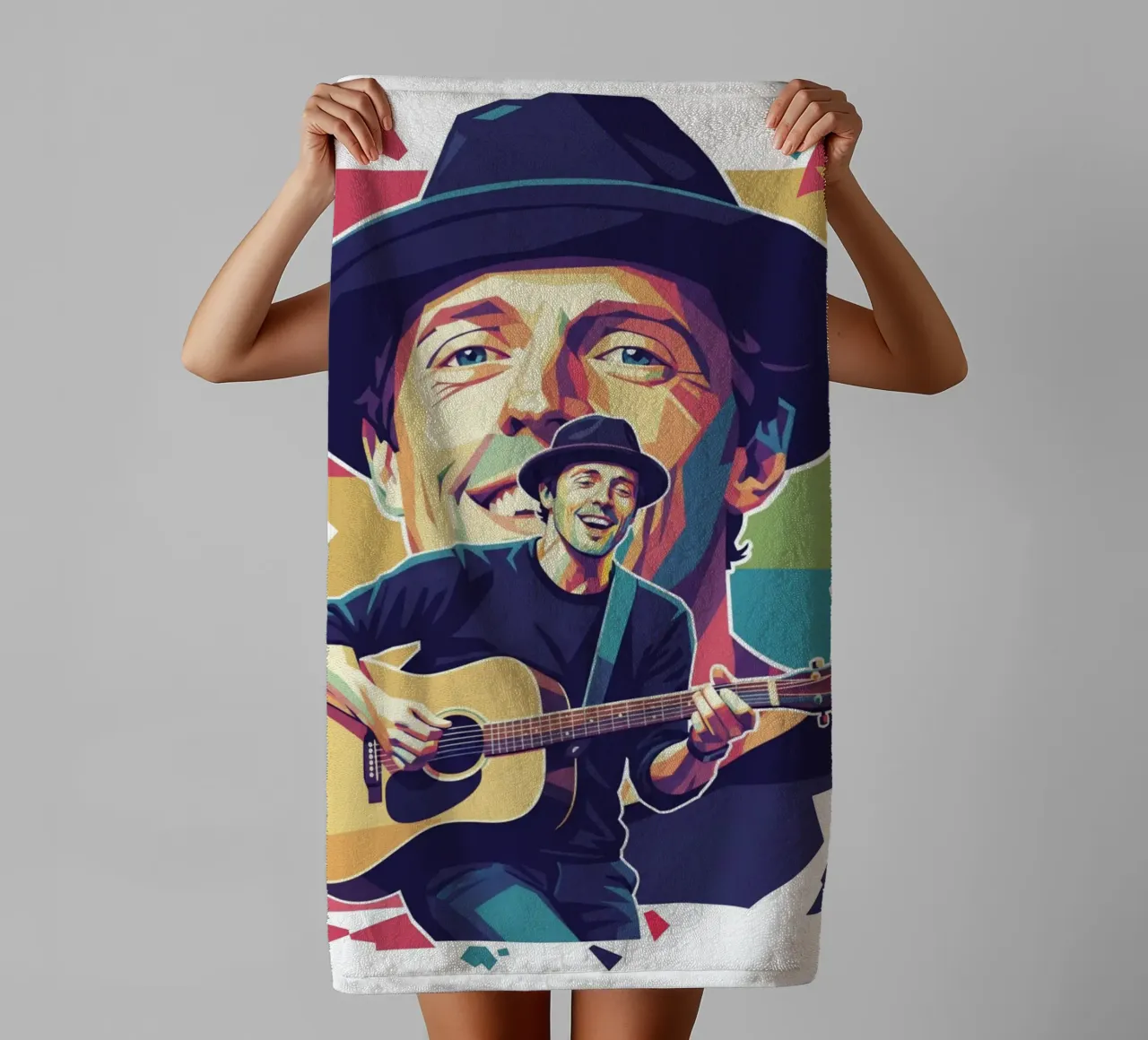 Jason Mraz colorful pop art towel by Hantamrata