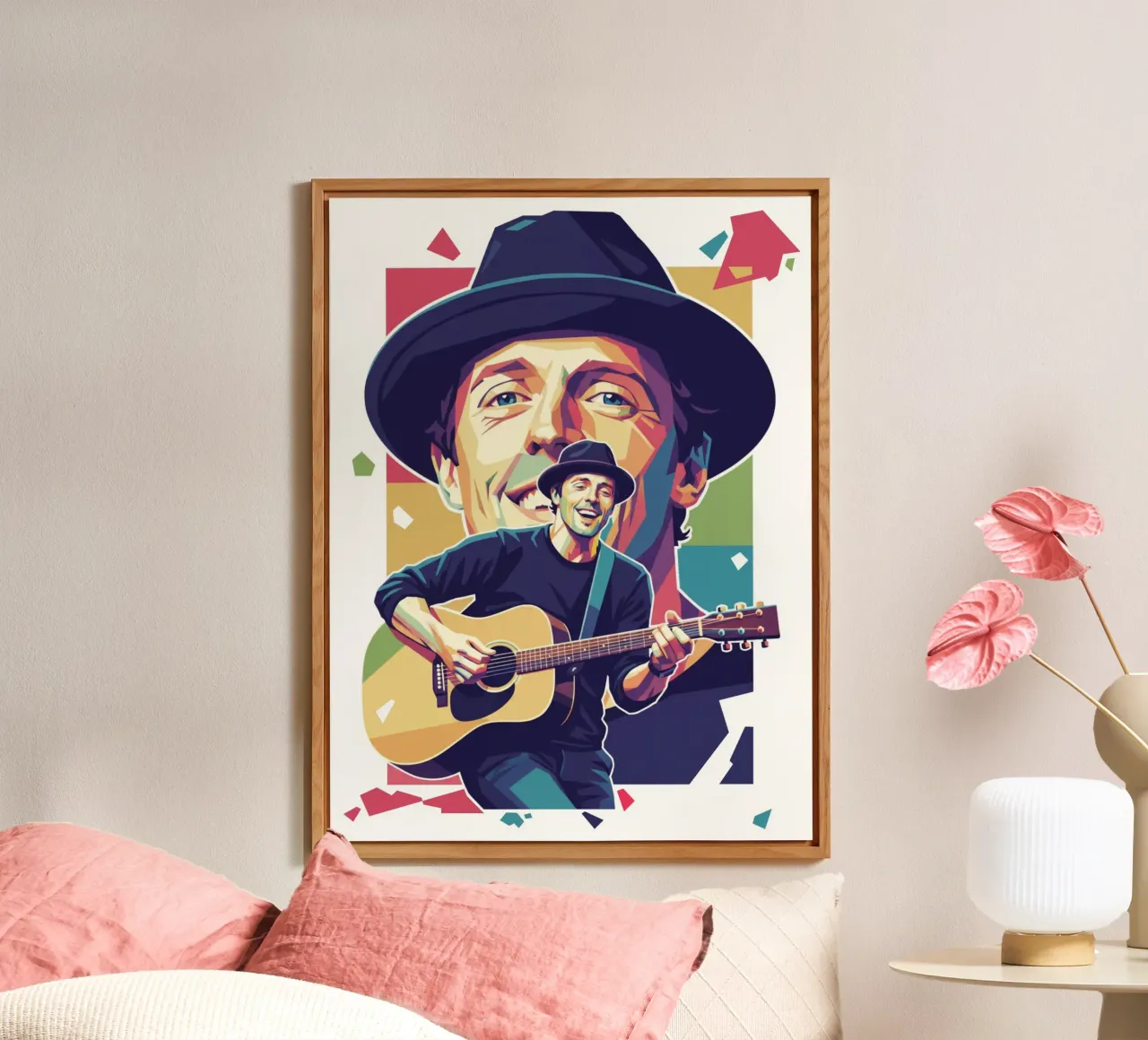 Jason Mraz kleurrijke pop-art aluminium-dibond van Hantamrata