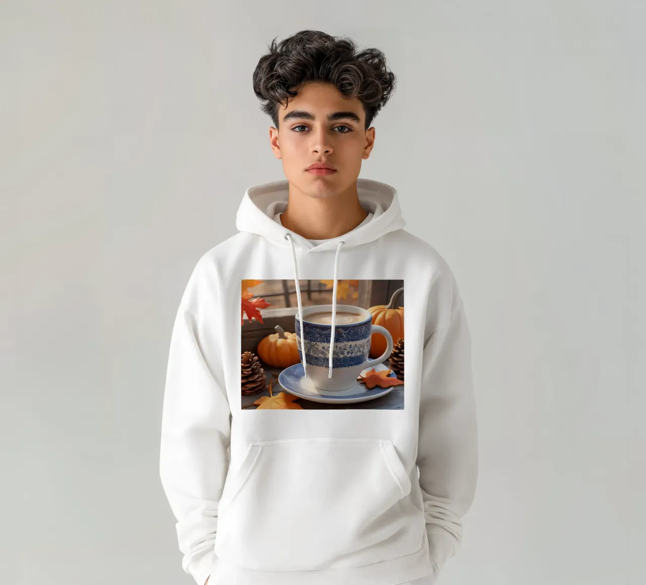 Tazza da caffè con decorazioni autunnali felpa con cappuccio da DesignDoodle