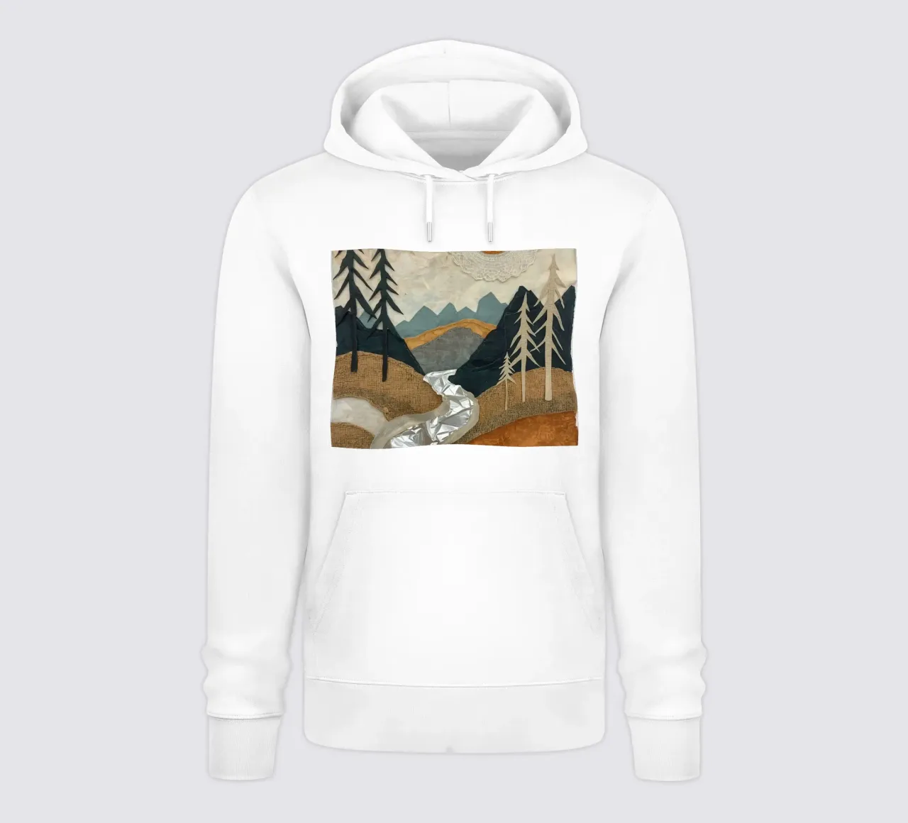 Collage Paesaggio con fiume e alberi felpa con cappuccio da DesignDoodle