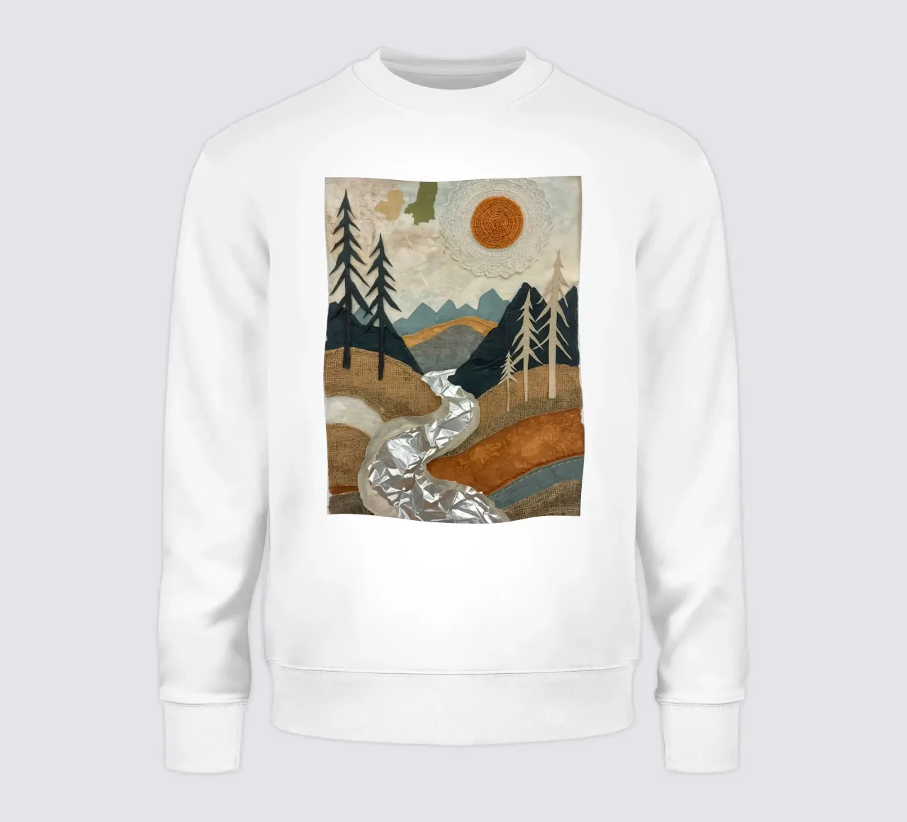 Collage Paesaggio con fiume e alberi felpa da DesignDoodle