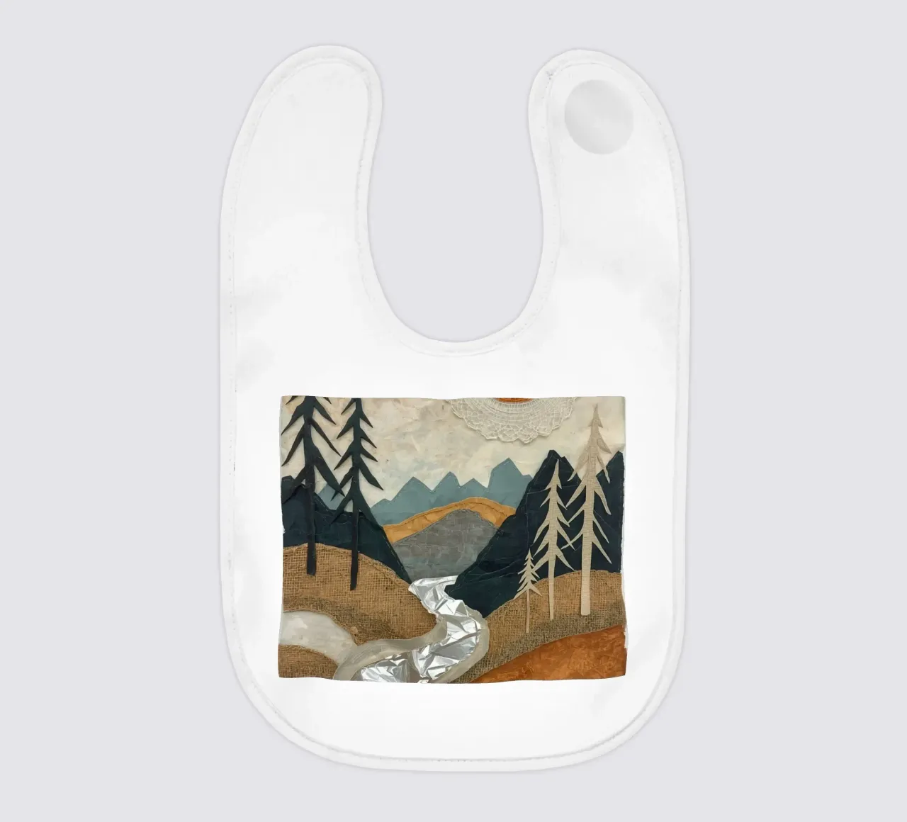 Collage Paesaggio con fiume e alberi bavaglino da DesignDoodle