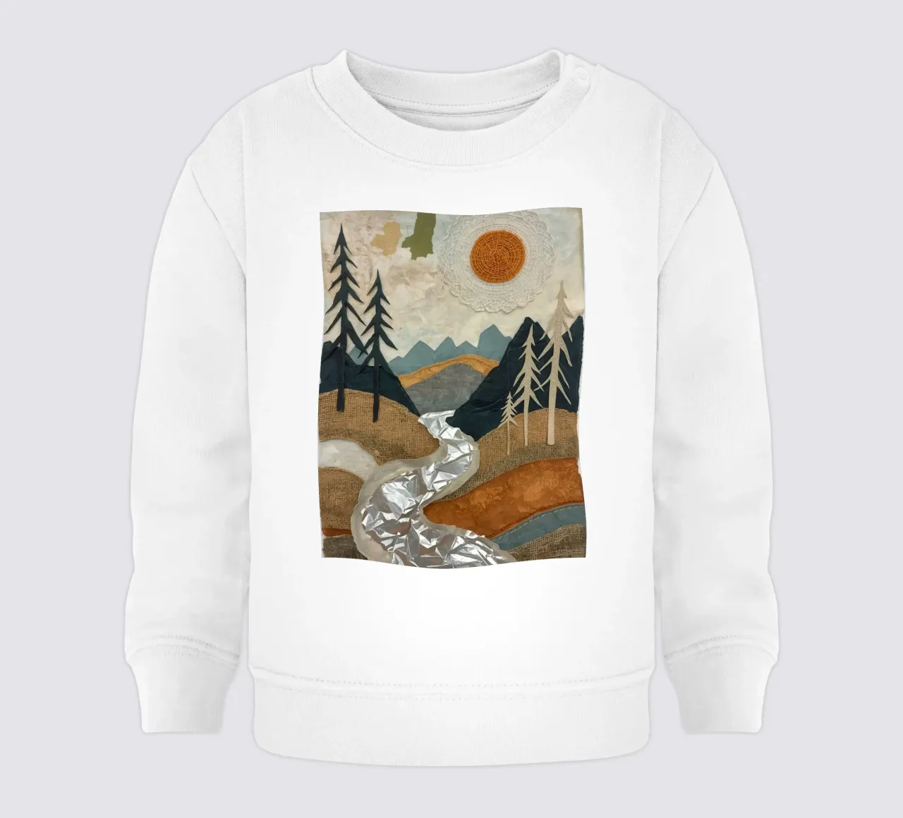 Collage Paesaggio con fiume e alberi felpa neonato da DesignDoodle