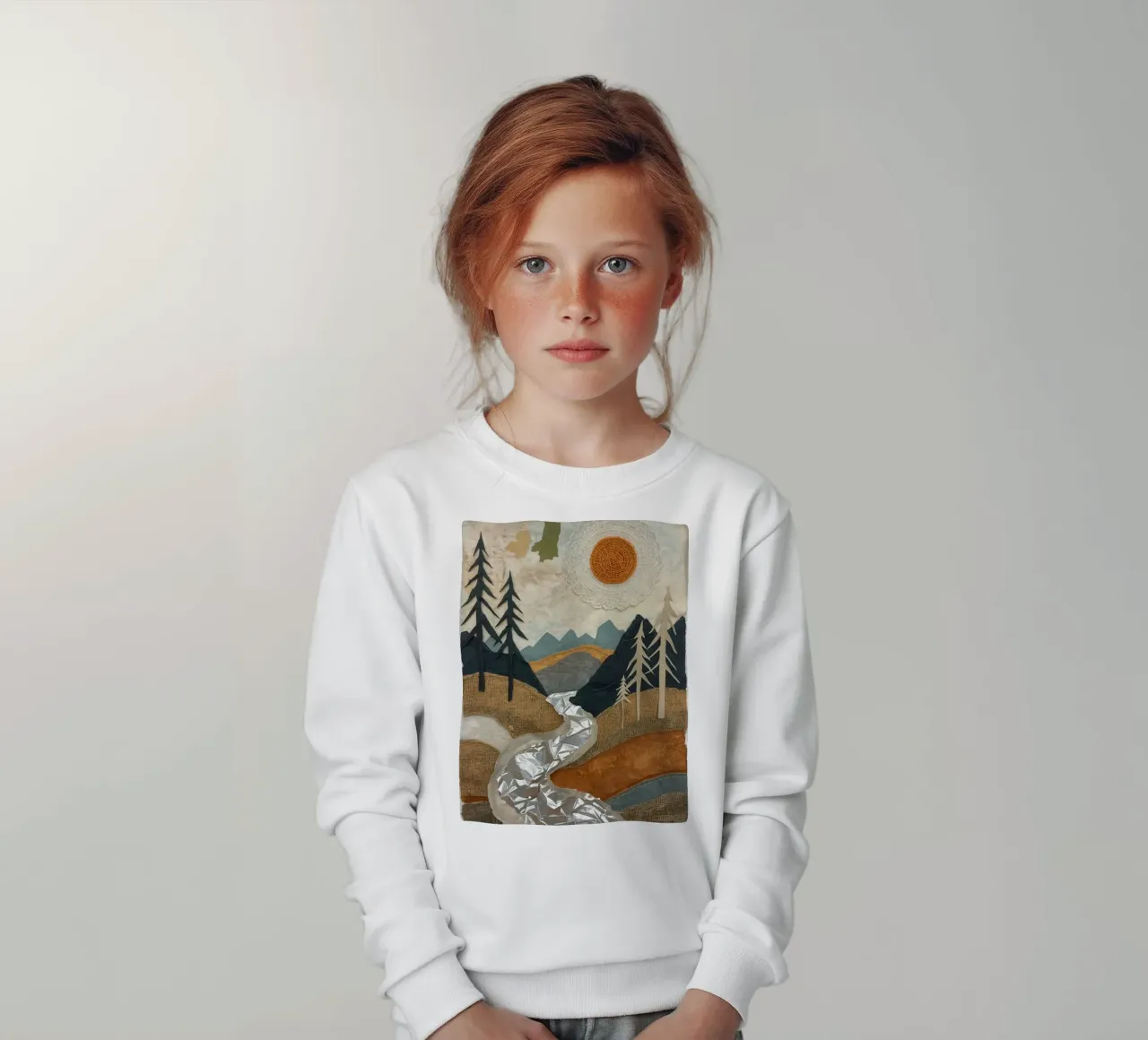 Collage Paesaggio con fiume e alberi felpa bambino da DesignDoodle