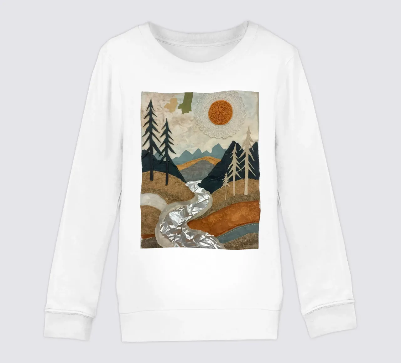 Collage Paesaggio con fiume e alberi felpa bambino da DesignDoodle