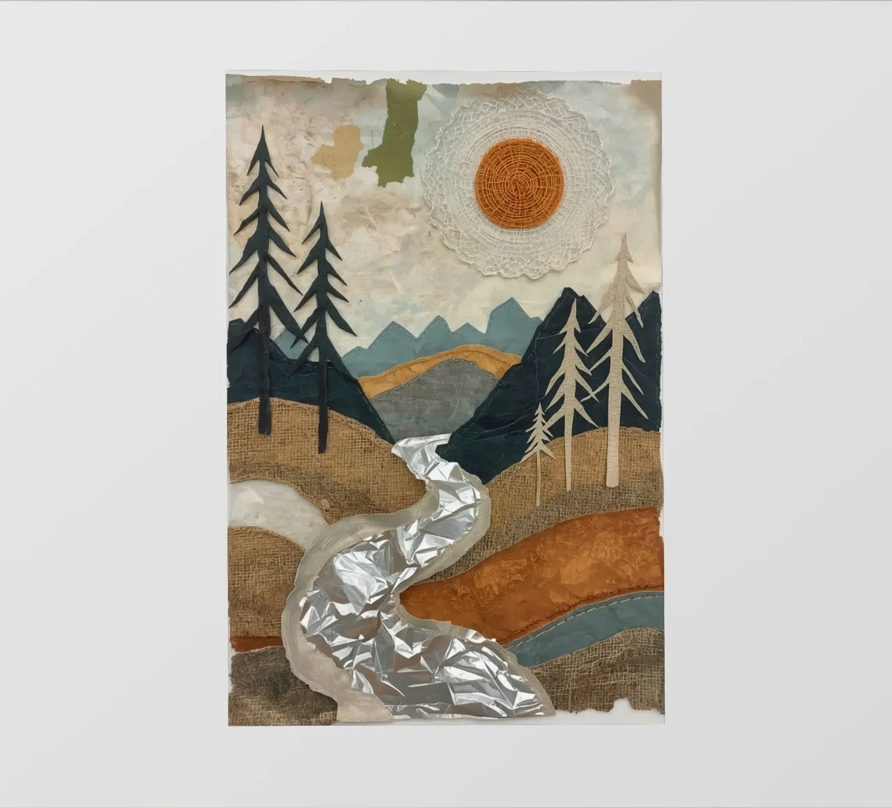 Collage Paesaggio con fiume e alberi pellicola backlit da DesignDoodle