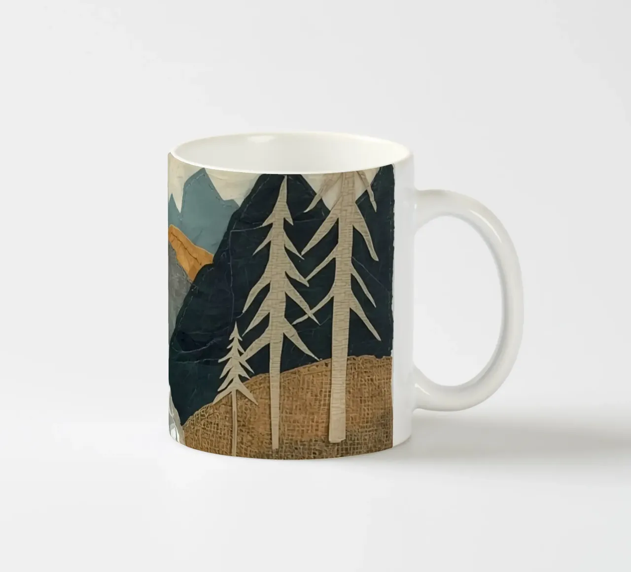 Collage Paesaggio con fiume e alberi tazza in ceramica da DesignDoodle