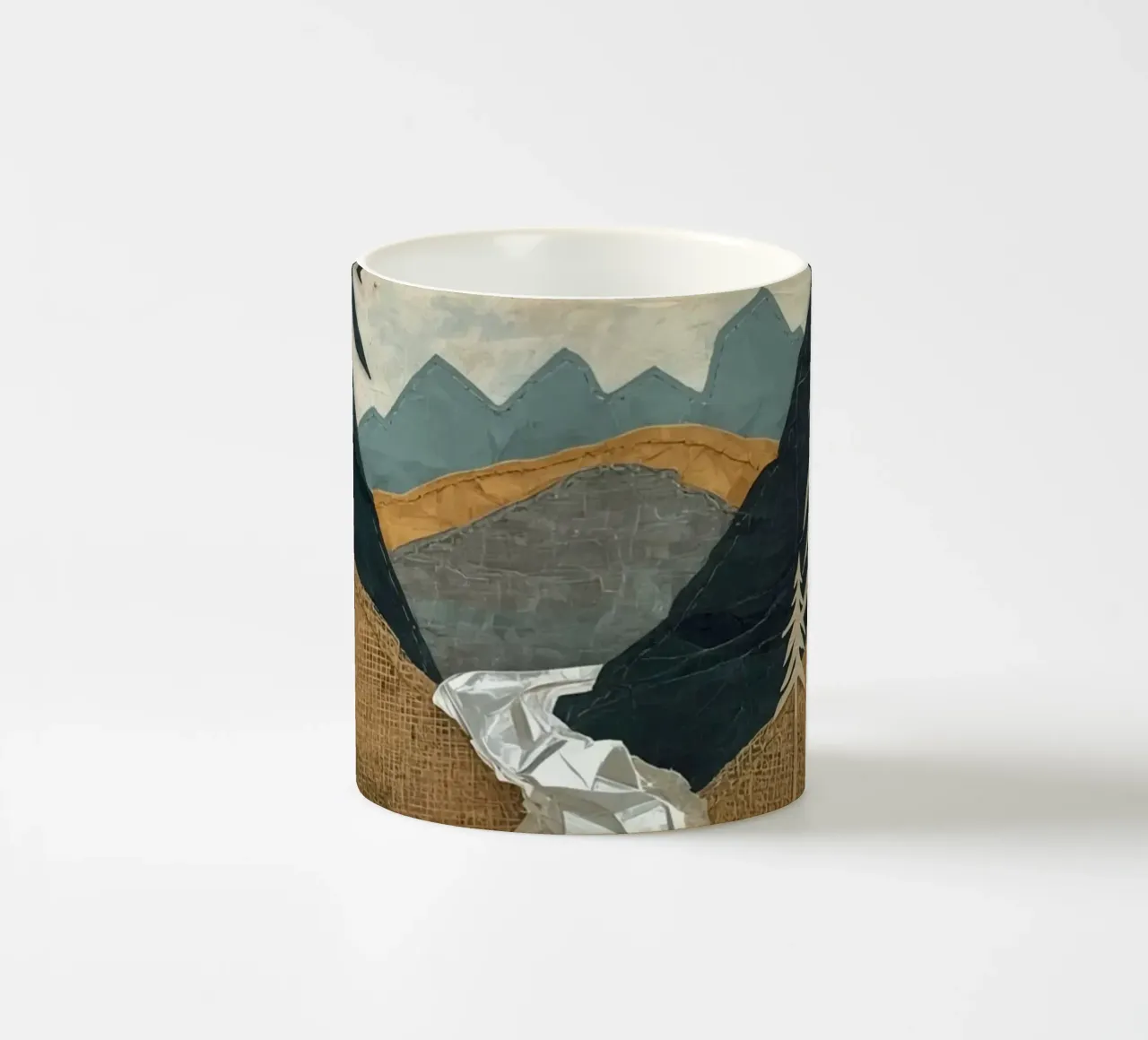 Collage Paesaggio con fiume e alberi tazza in ceramica da DesignDoodle