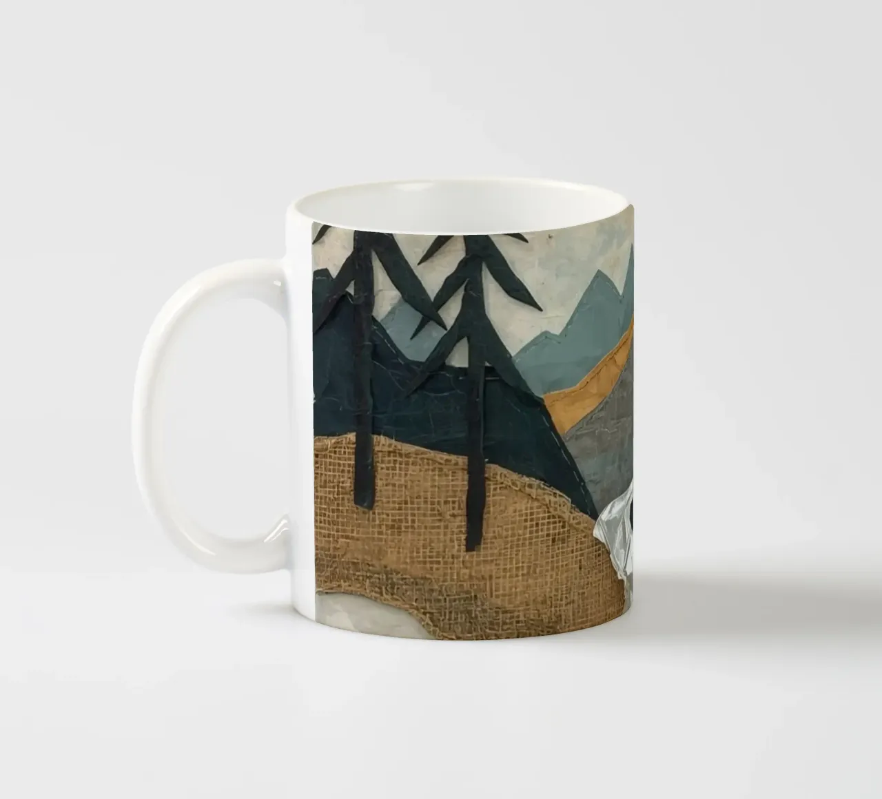 Collage Paesaggio con fiume e alberi tazza in ceramica da DesignDoodle
