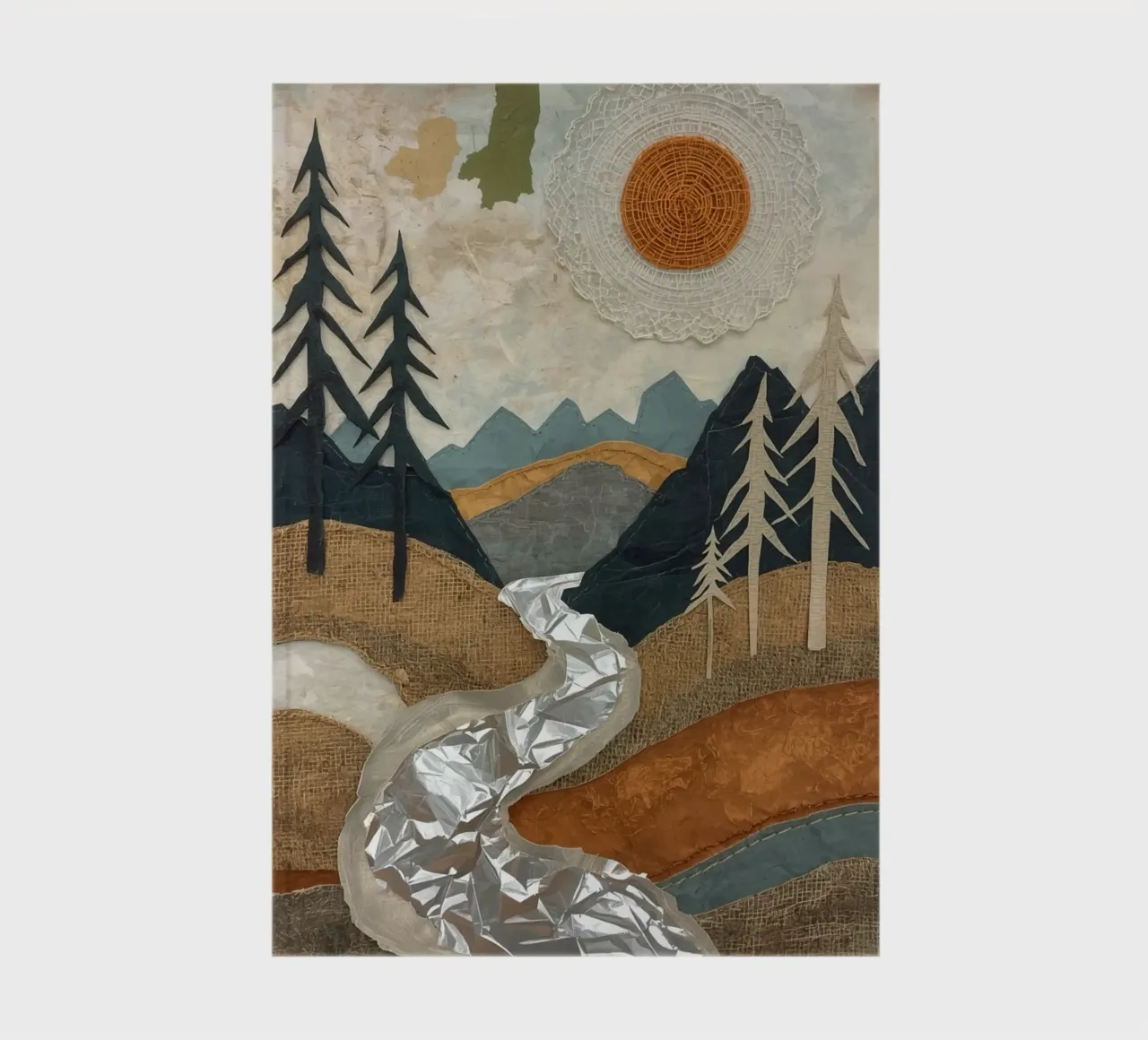 Collage Landscape with River and Trees notebook by DesignDoodle