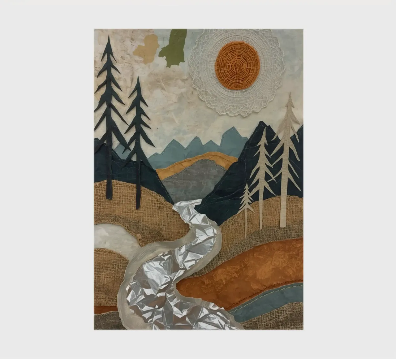 Collage Landscape with River and Trees notebook by DesignDoodle