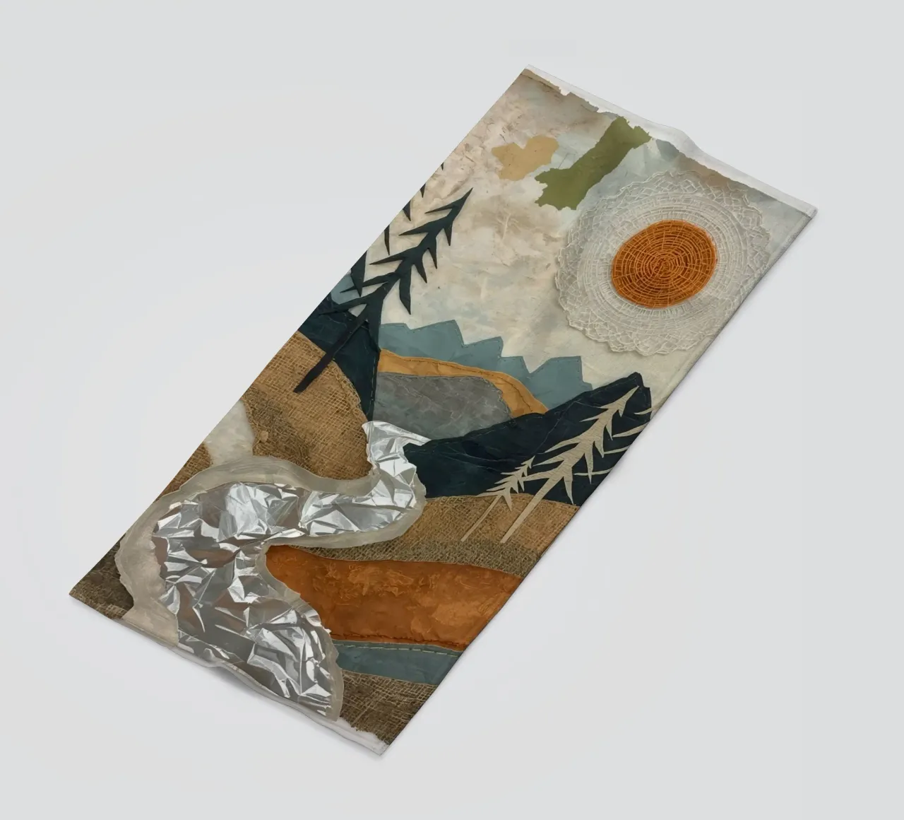 Collage Paesaggio con fiume e alberi telo mare da DesignDoodle