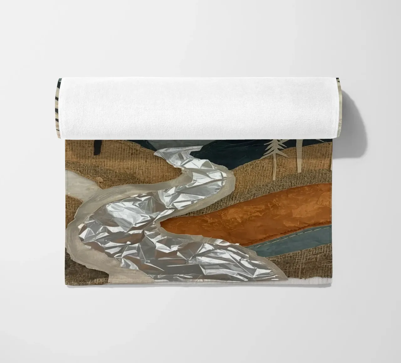 Collage Paesaggio con fiume e alberi telo mare da DesignDoodle