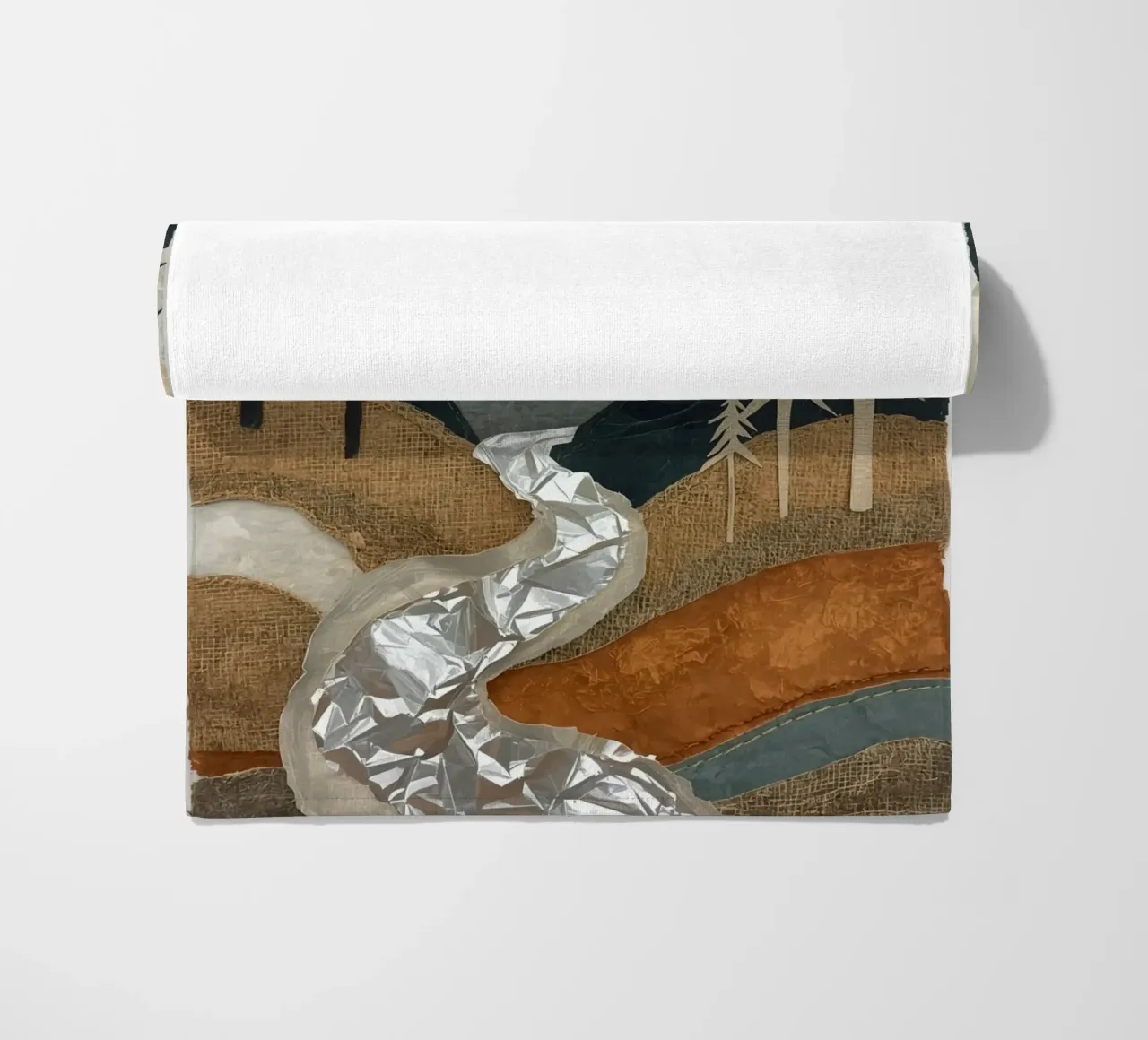 Collage Paesaggio con fiume e alberi telo mare da DesignDoodle