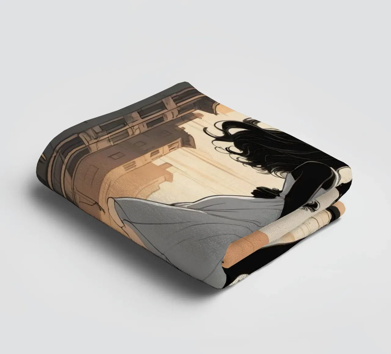 Coppia abbracciata in una strada della città al tramonto asciugamano da bagno da DesignDoodle