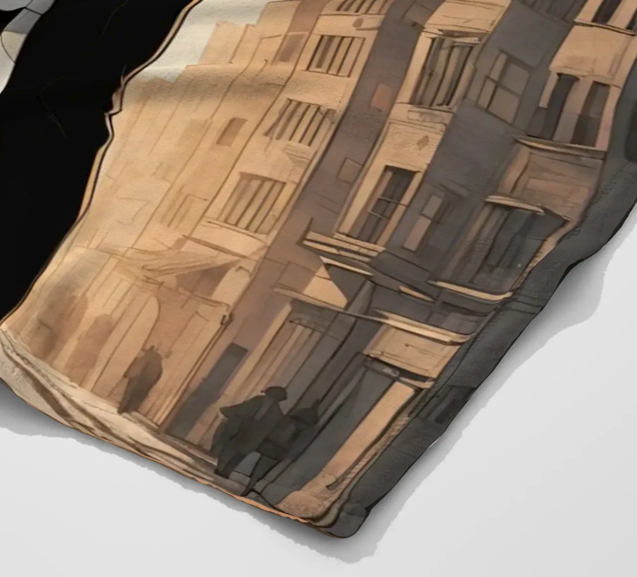 Coppia abbracciata in una strada della città al tramonto coperta in pile da DesignDoodle