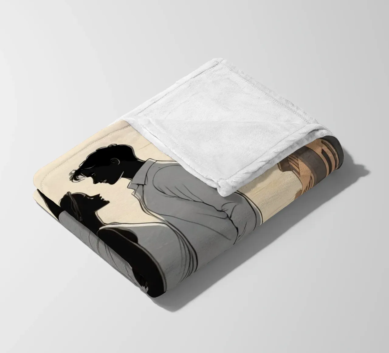 Coppia abbracciata in una strada della città al tramonto coperta in pile da DesignDoodle
