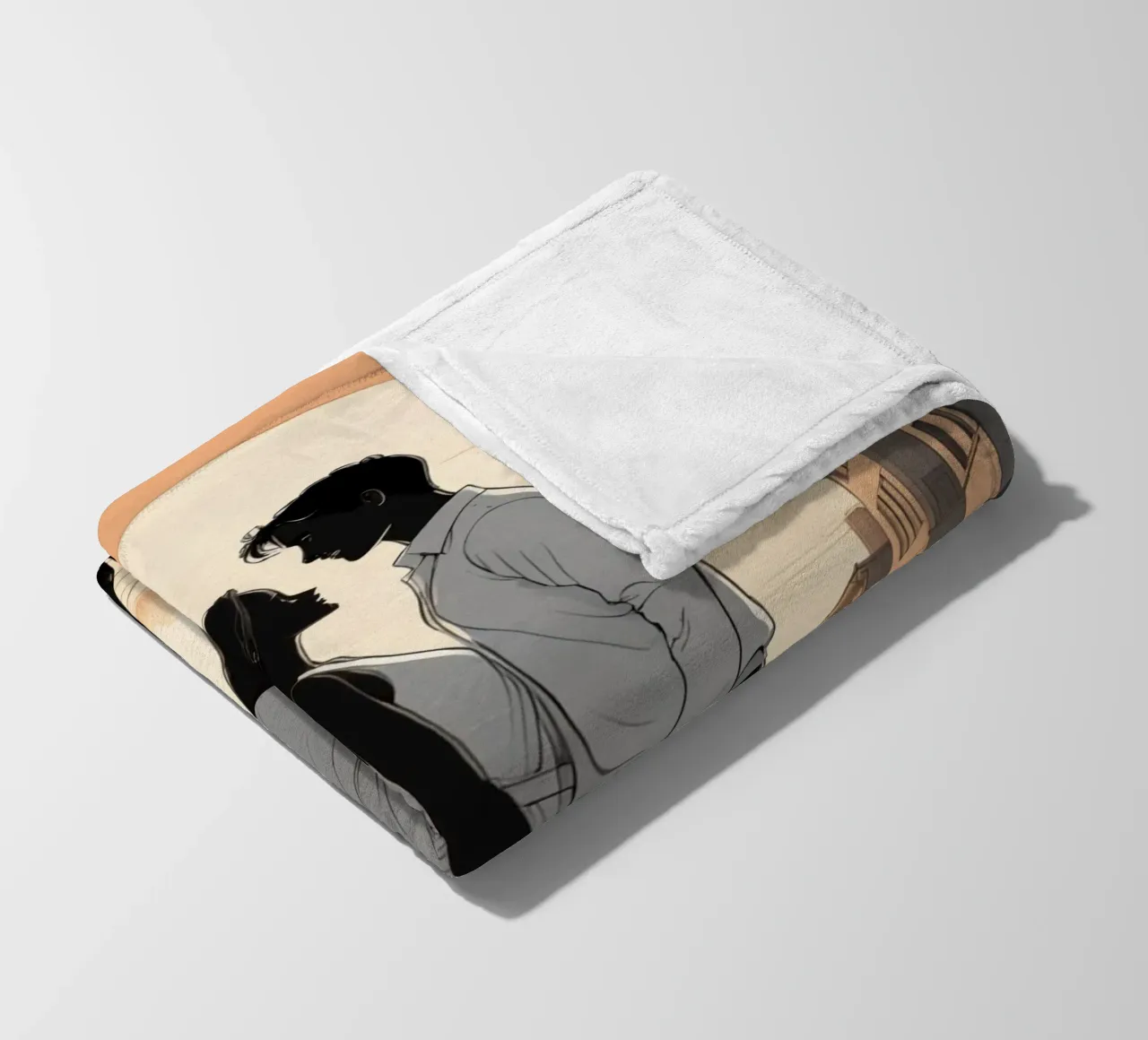 Coppia abbracciata in una strada della città al tramonto coperta in pile da DesignDoodle