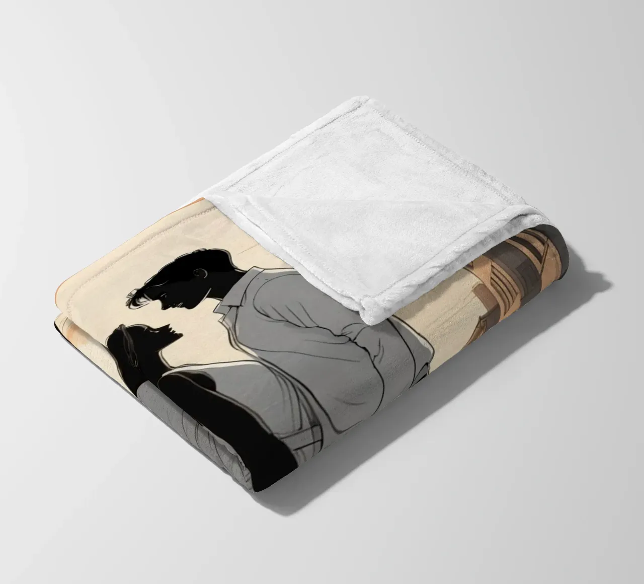 Coppia abbracciata in una strada della città al tramonto coperta in pile da DesignDoodle