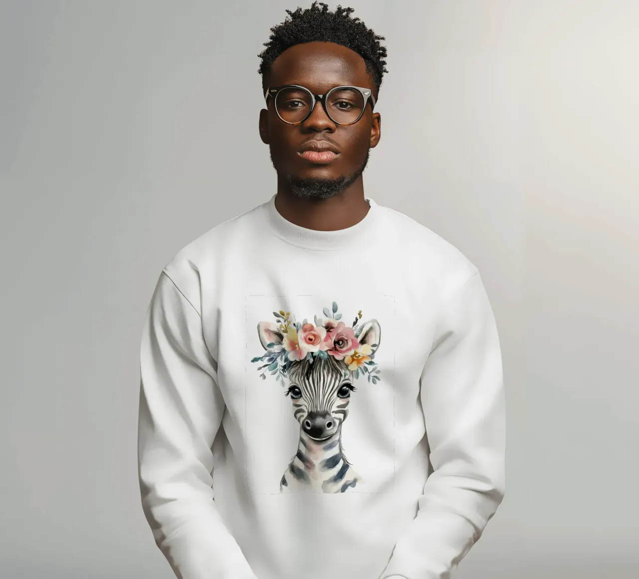 Simpatica zebra con corona floreale felpa da Damion Francis