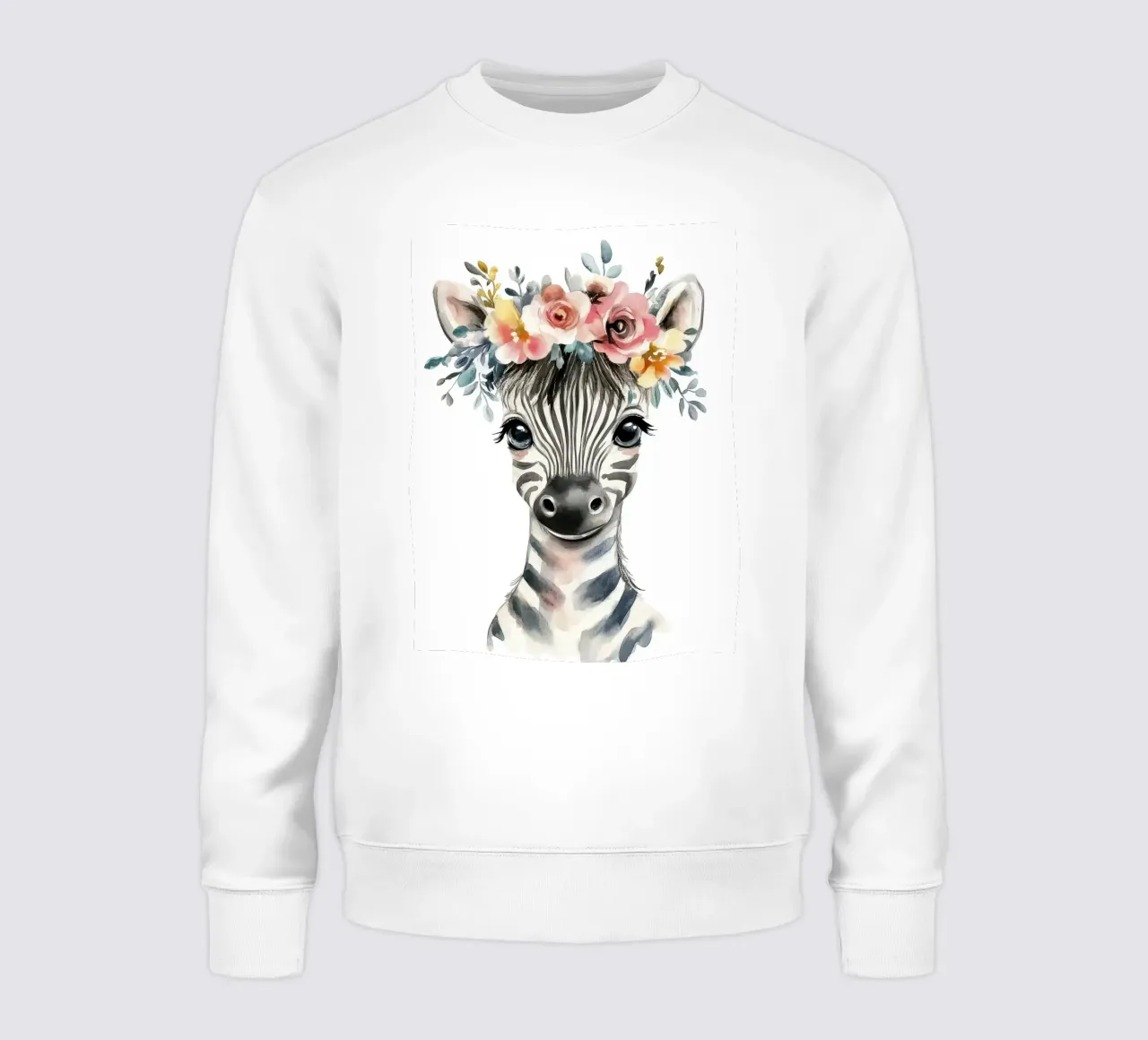 Simpatica zebra con corona floreale felpa da Damion Francis