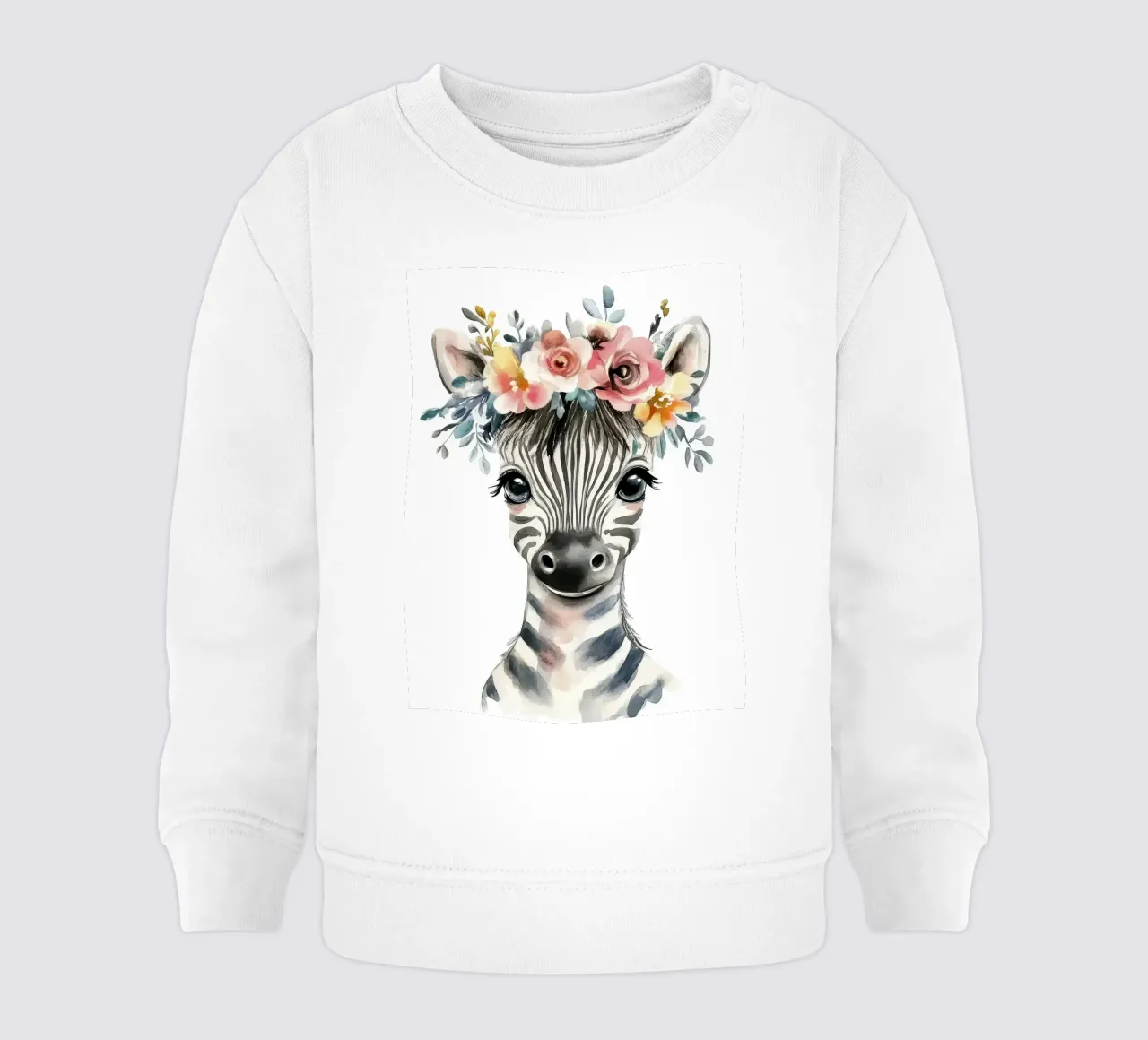 Simpatica zebra con corona floreale felpa neonato da Damion Francis