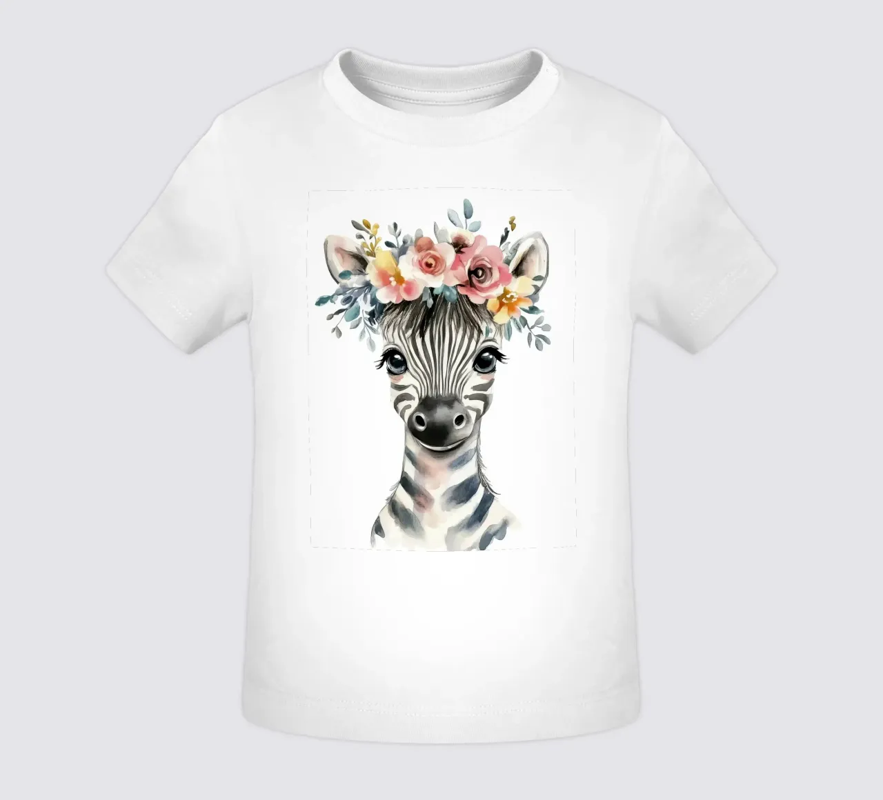 Simpatica zebra con corona floreale maglietta neonato da Damion Francis